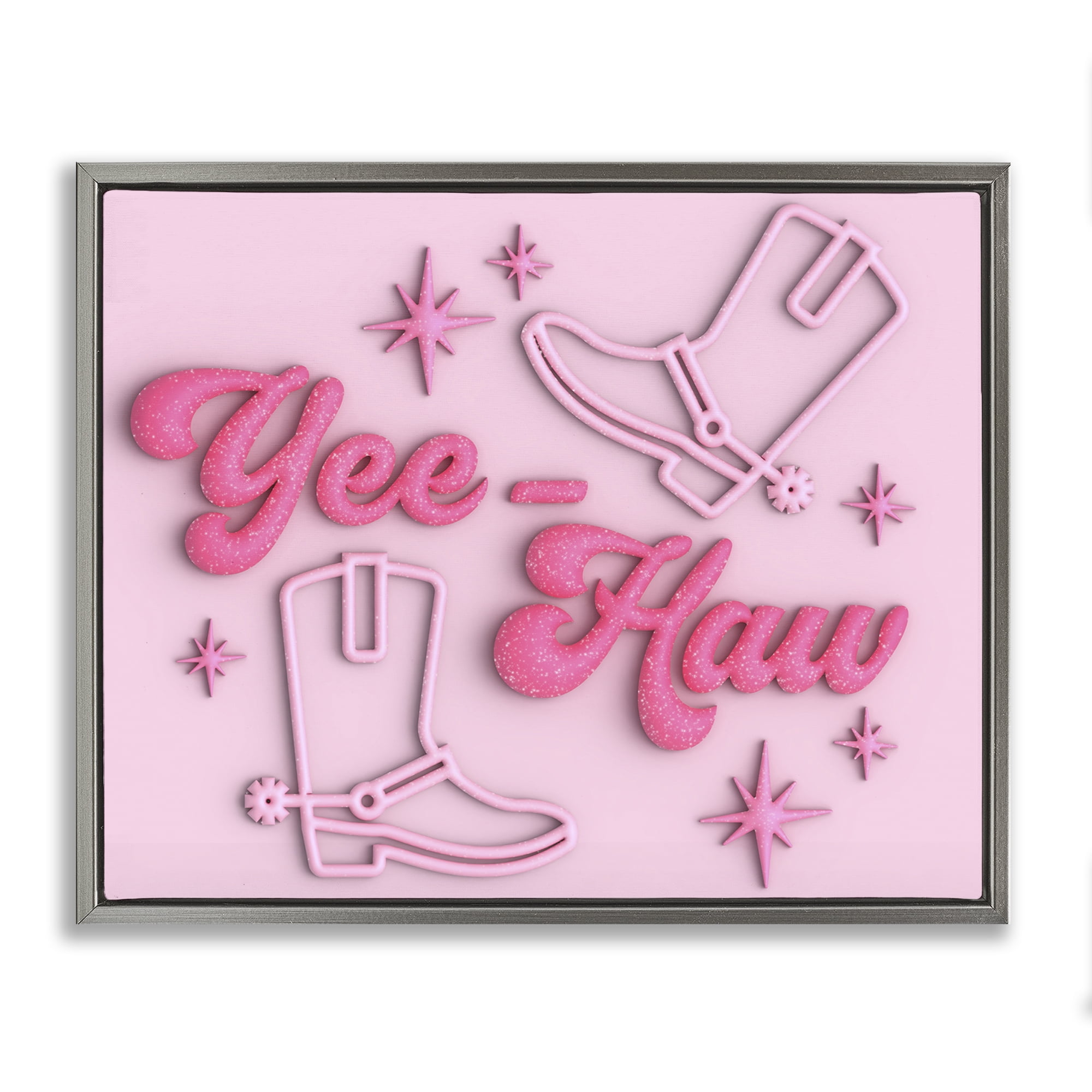 Stupell Industries Retro Yee Haw Entertainment Painting Gray Floater Framed Canvas Art Print Wall Art, 21 x 17