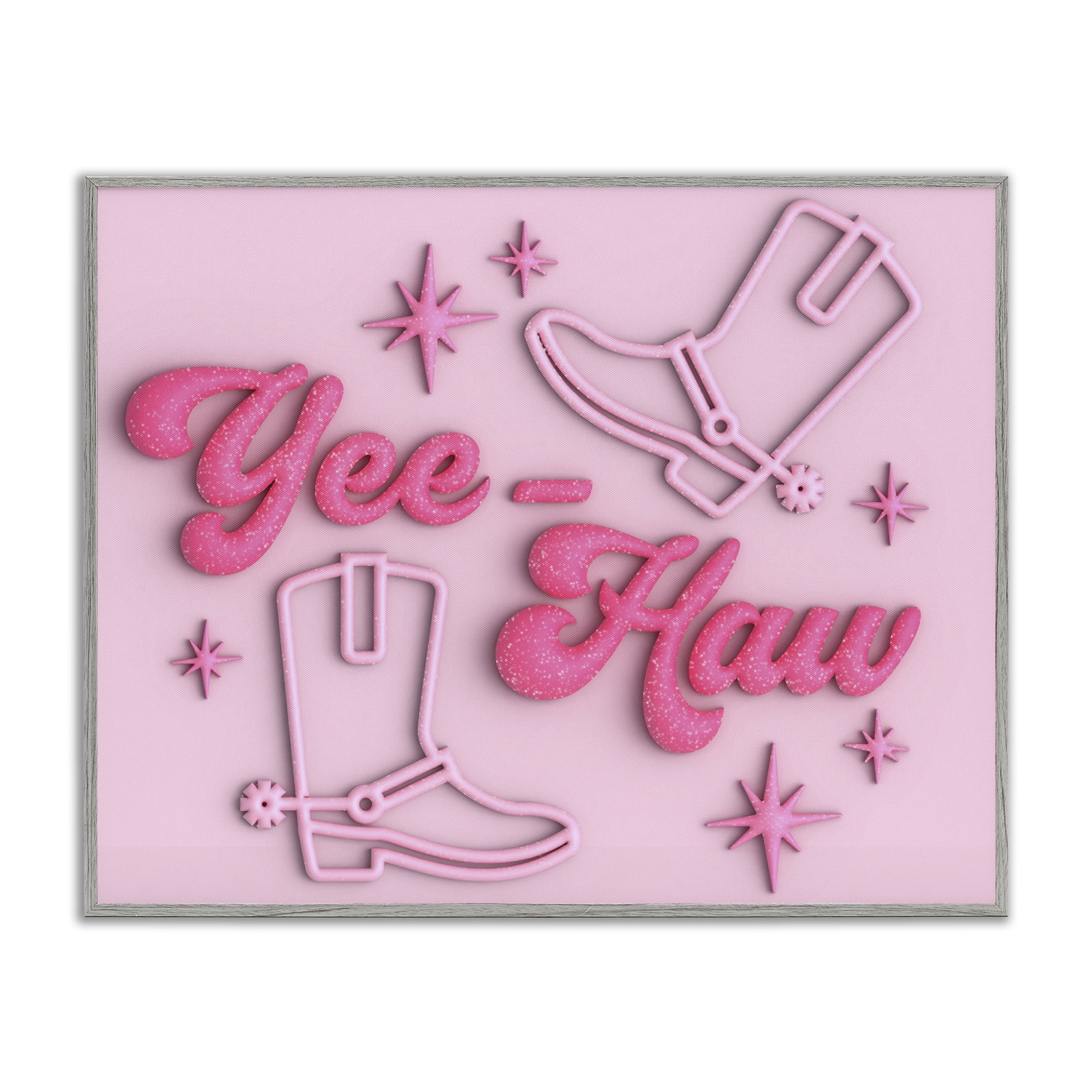 Stupell Industries Retro Yee Haw Entertainment Painting Gray Framed Art Print Wall Art, 14 x 11