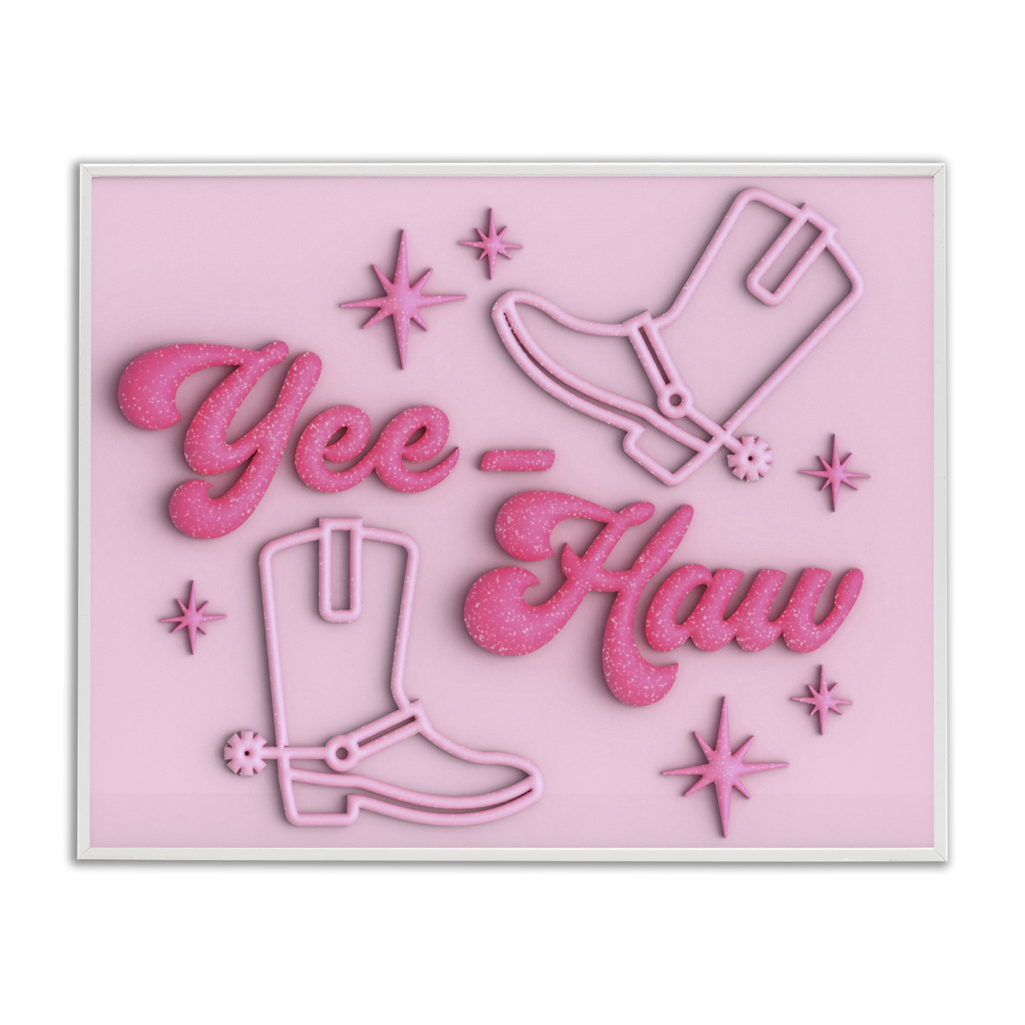 Stupell Industries Retro Yee Haw Entertainment Painting White Framed Art Print Wall Art, 20 x 16