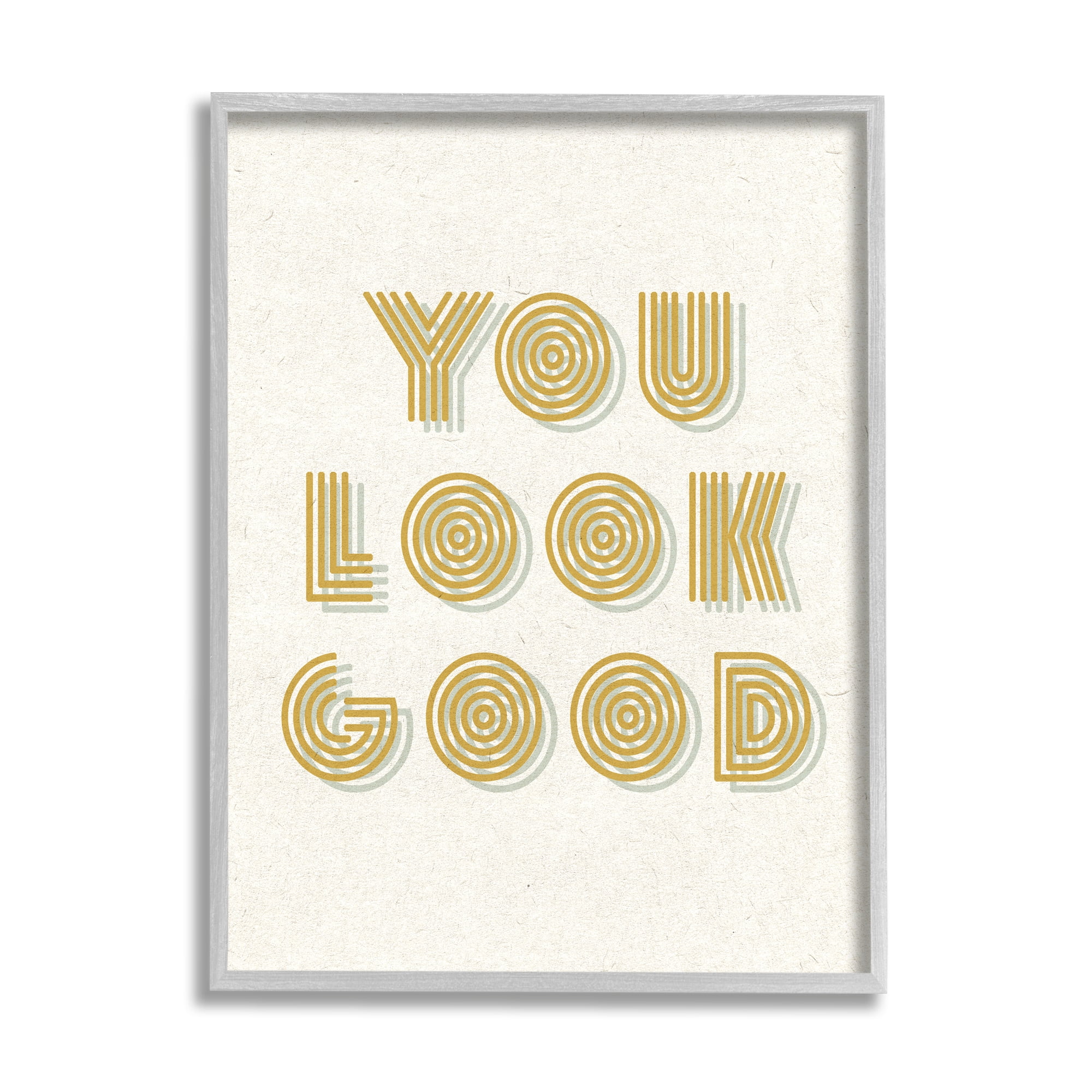 Stupell Industries Retro You Look Good Inspirational Painting Gray Framed Art Print Wall Art, 16 x 20