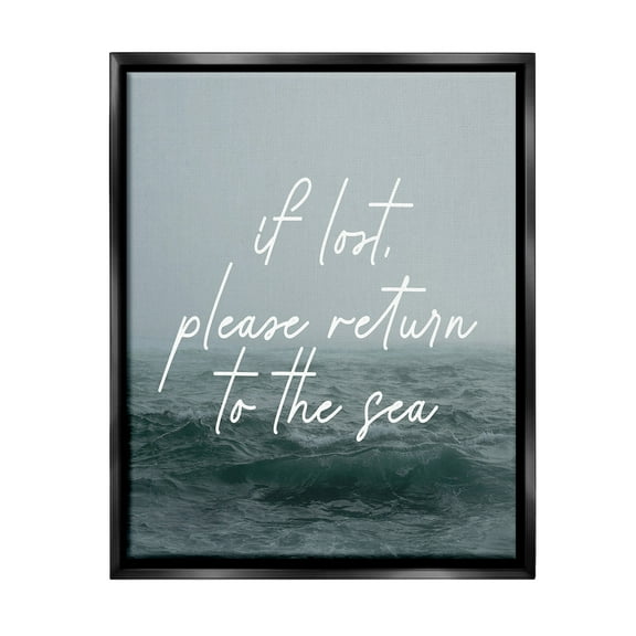 Stupell Industries Return To Sea Phrase Landscape Painting Black Floater Framed Canvas Art Print Wall Art, 17 x 21