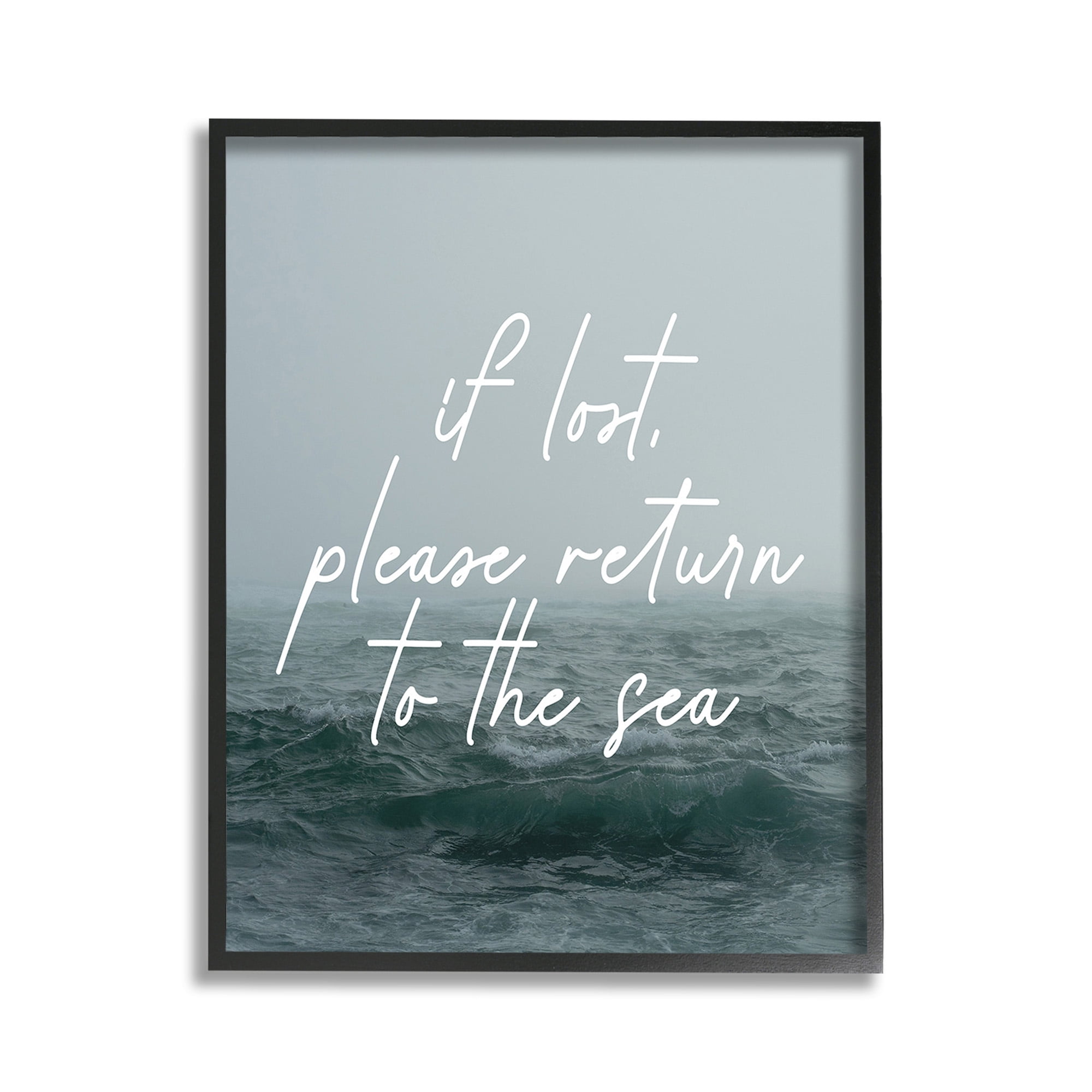 Stupell Industries Return To Sea Phrase Landscape Painting Black Framed Art Print Wall Art, 11 x 14
