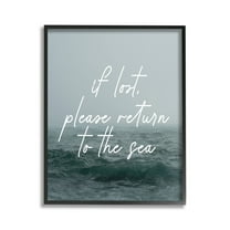 Stupell Industries Return To Sea Phrase Landscape Painting Black Framed Art Print Wall Art, 11 x 14
