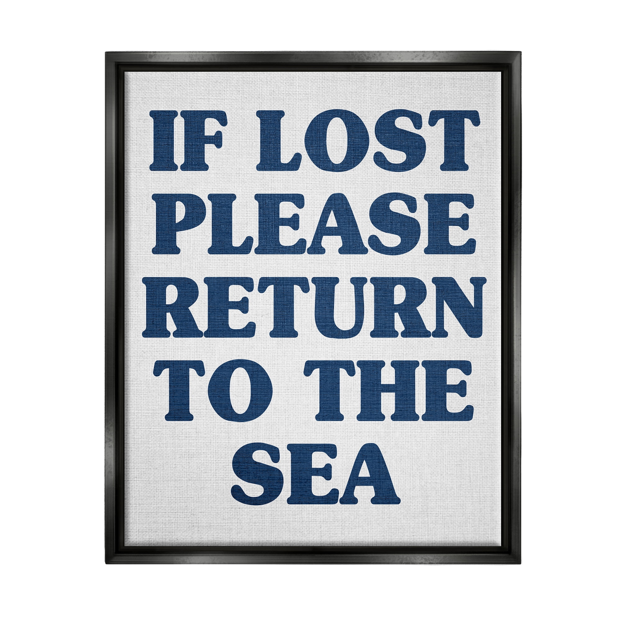 Stupell Industries Return to Sea Phrase Nature Painting Black Floater Framed Canvas Art Print Wall Art, 17 x 21