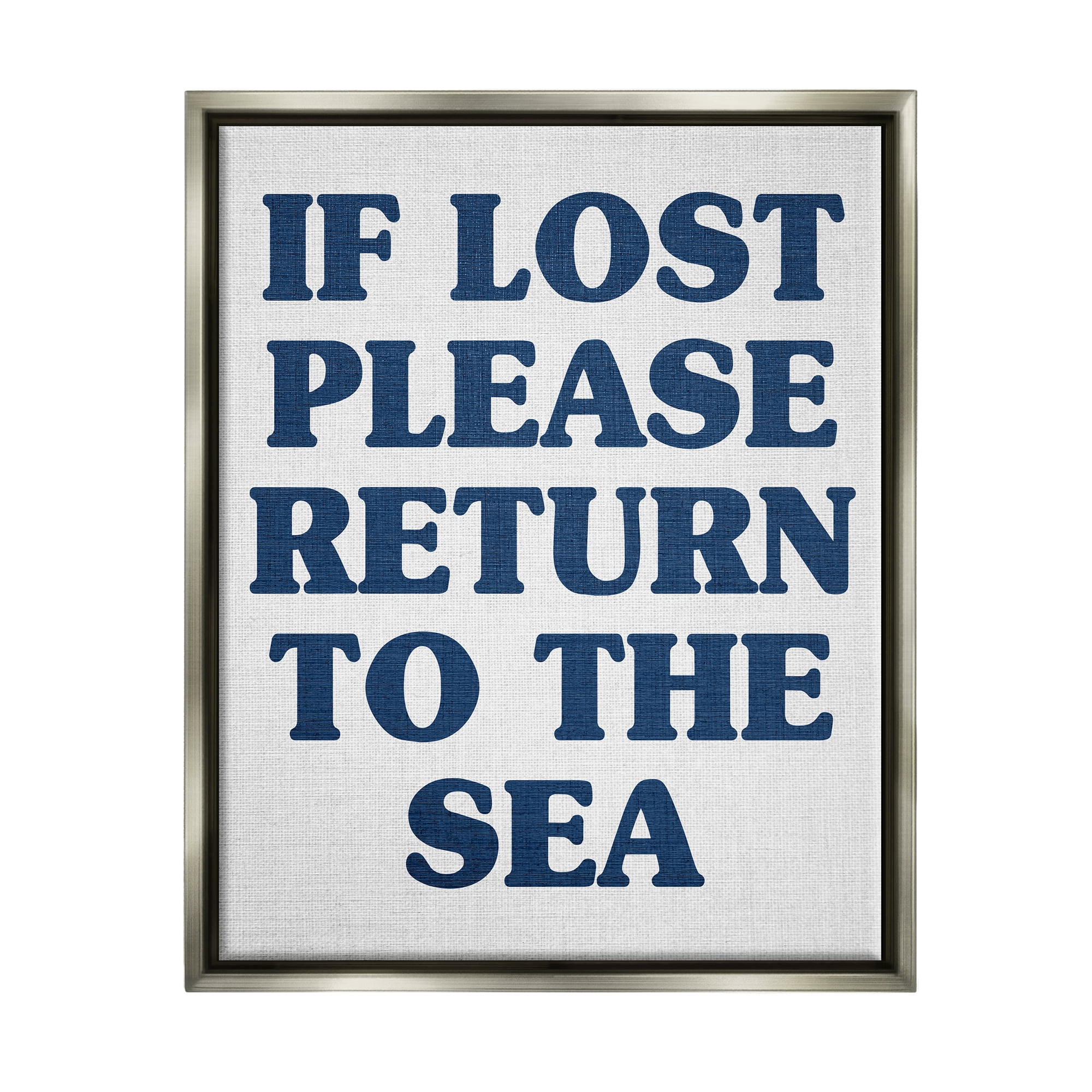 Stupell Industries Return to Sea Phrase Nature Painting Gray Floater Framed Canvas Art Print Wall Art, 17 x 21