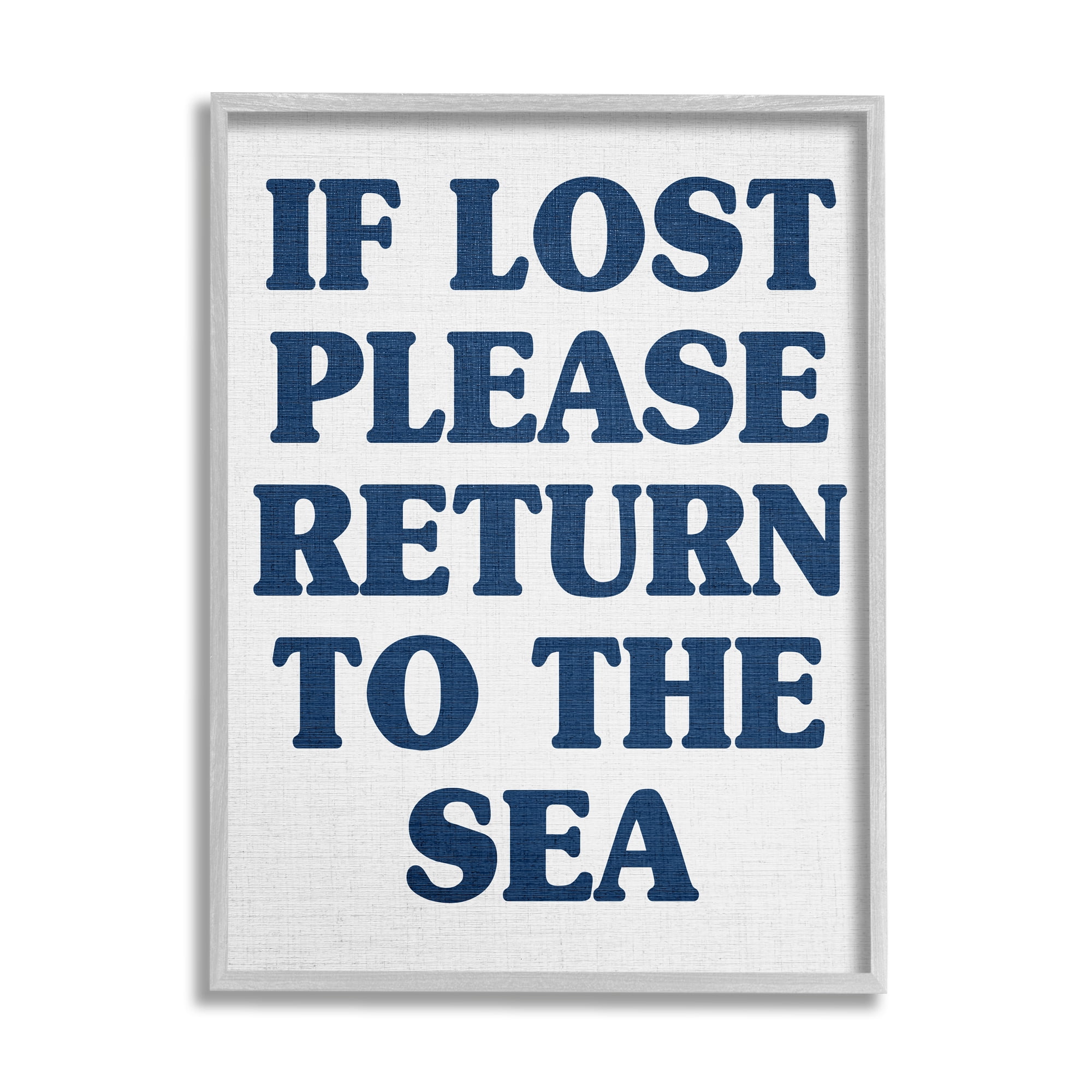 Stupell Industries Return to Sea Phrase Nature Painting Gray Framed Art Print Wall Art, 16 x 20