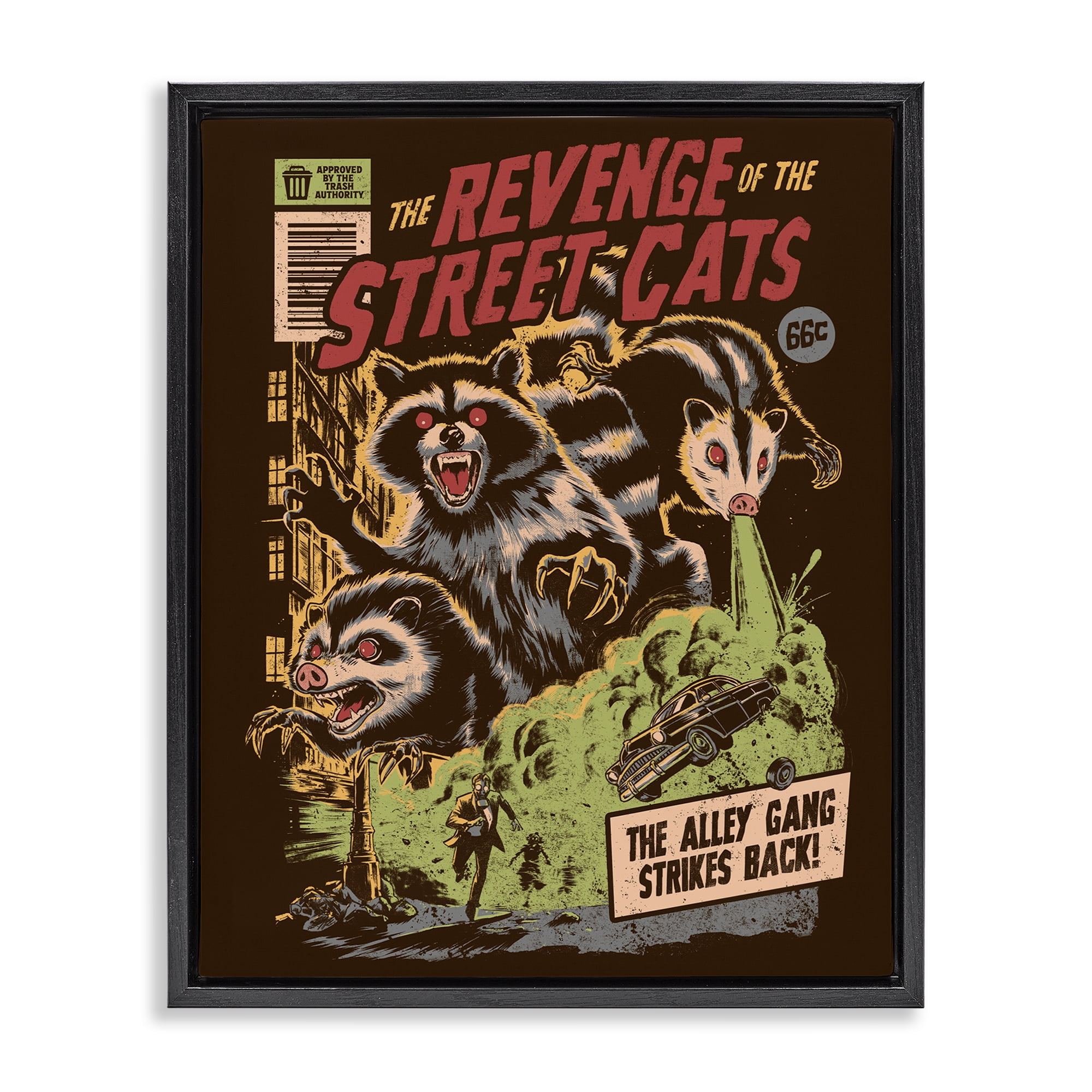 Stupell Industries Revenge Of Street Cats Black Framed Floater Canvas Wall Art, design by EduEly Designs