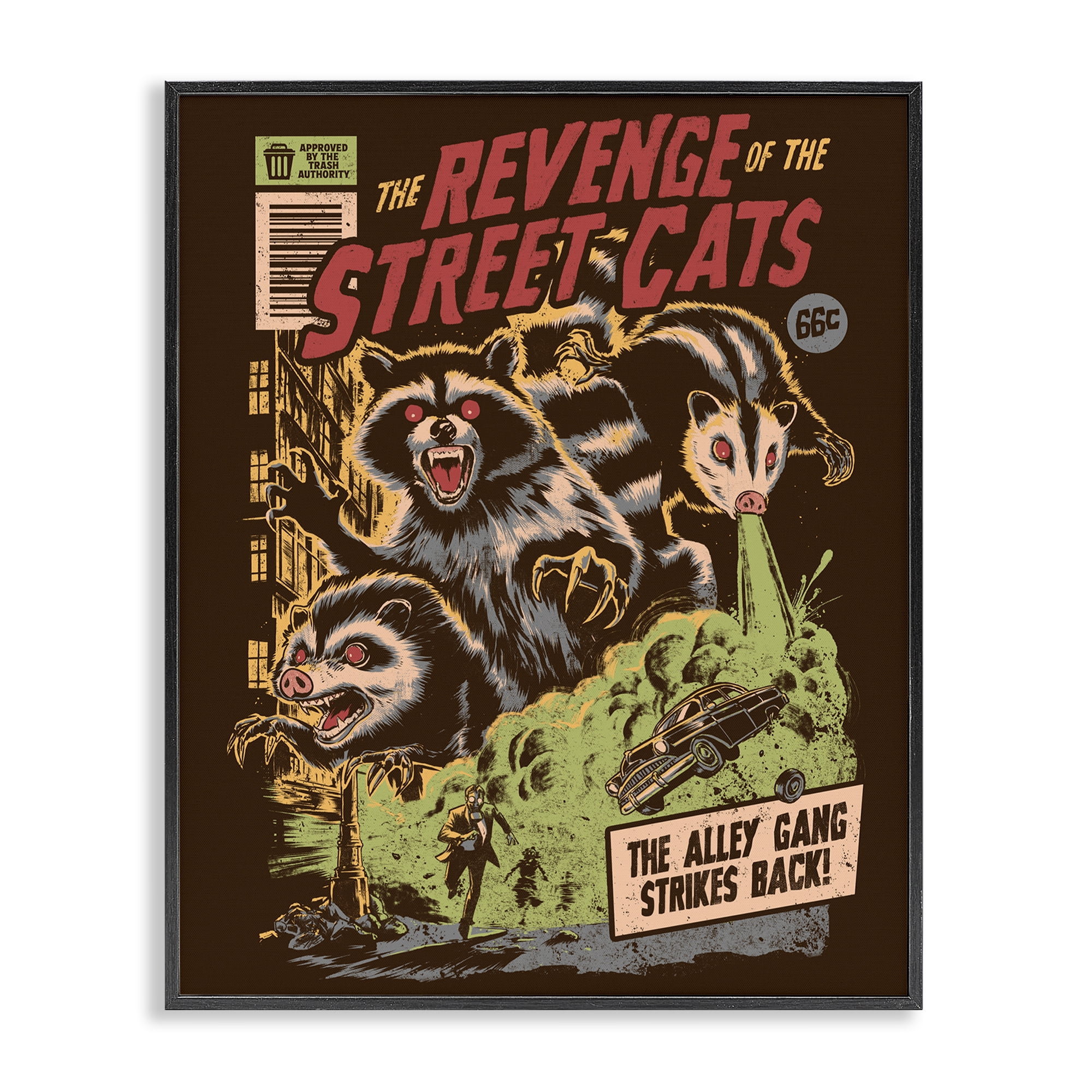 Stupell Industries Revenge Of Street Cats Black Framed Giclee Art, design by EduEly Designs