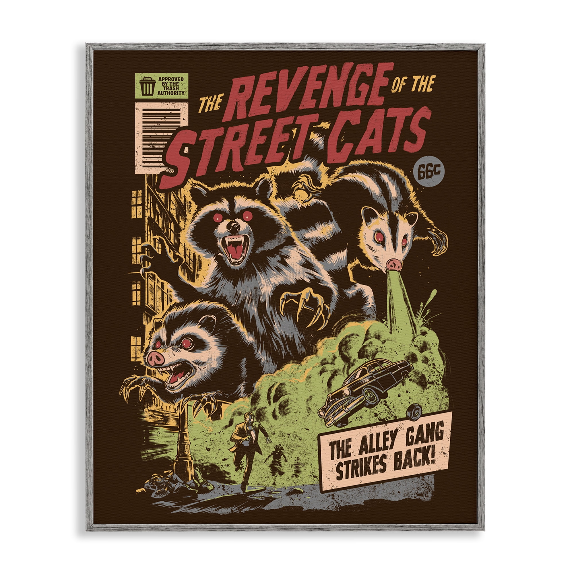 Stupell Industries Revenge Of Street Cats Gray Framed Giclee Art, design by EduEly Designs