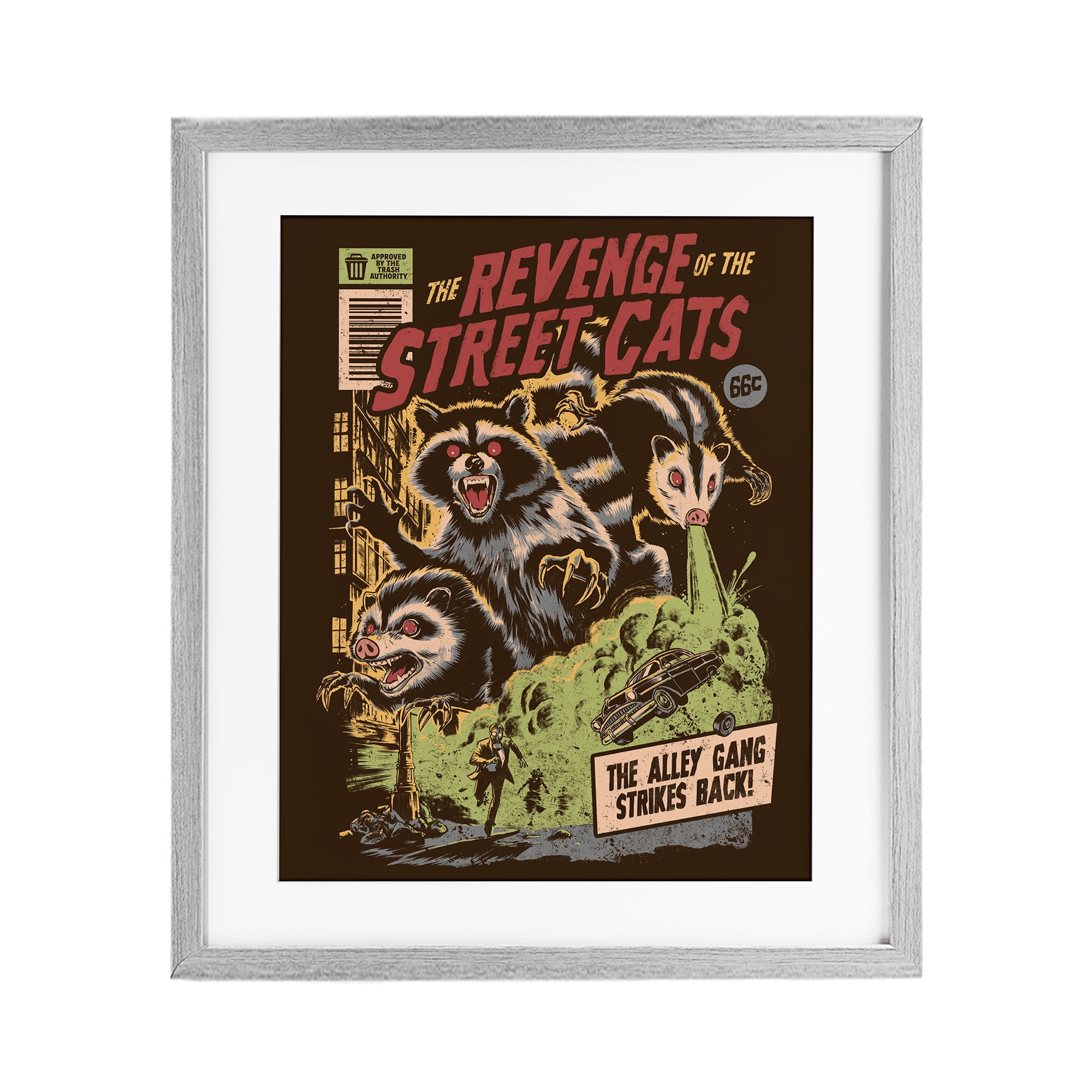 Stupell Industries Revenge Of Street Cats Gray Framed Print Under Glass, design by EduEly Designs