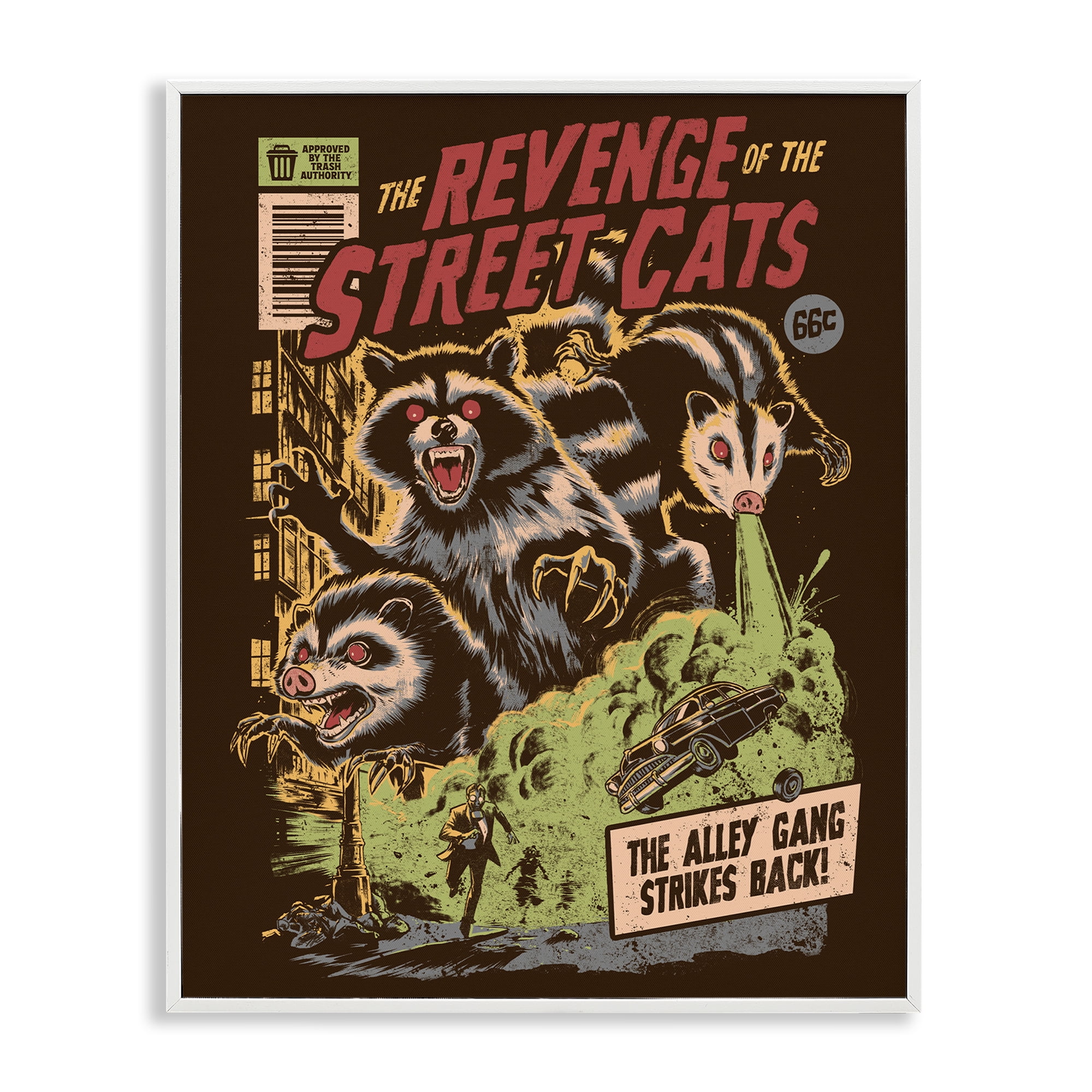 Stupell Industries Revenge Of Street Cats White Framed Giclee Art, design by EduEly Designs