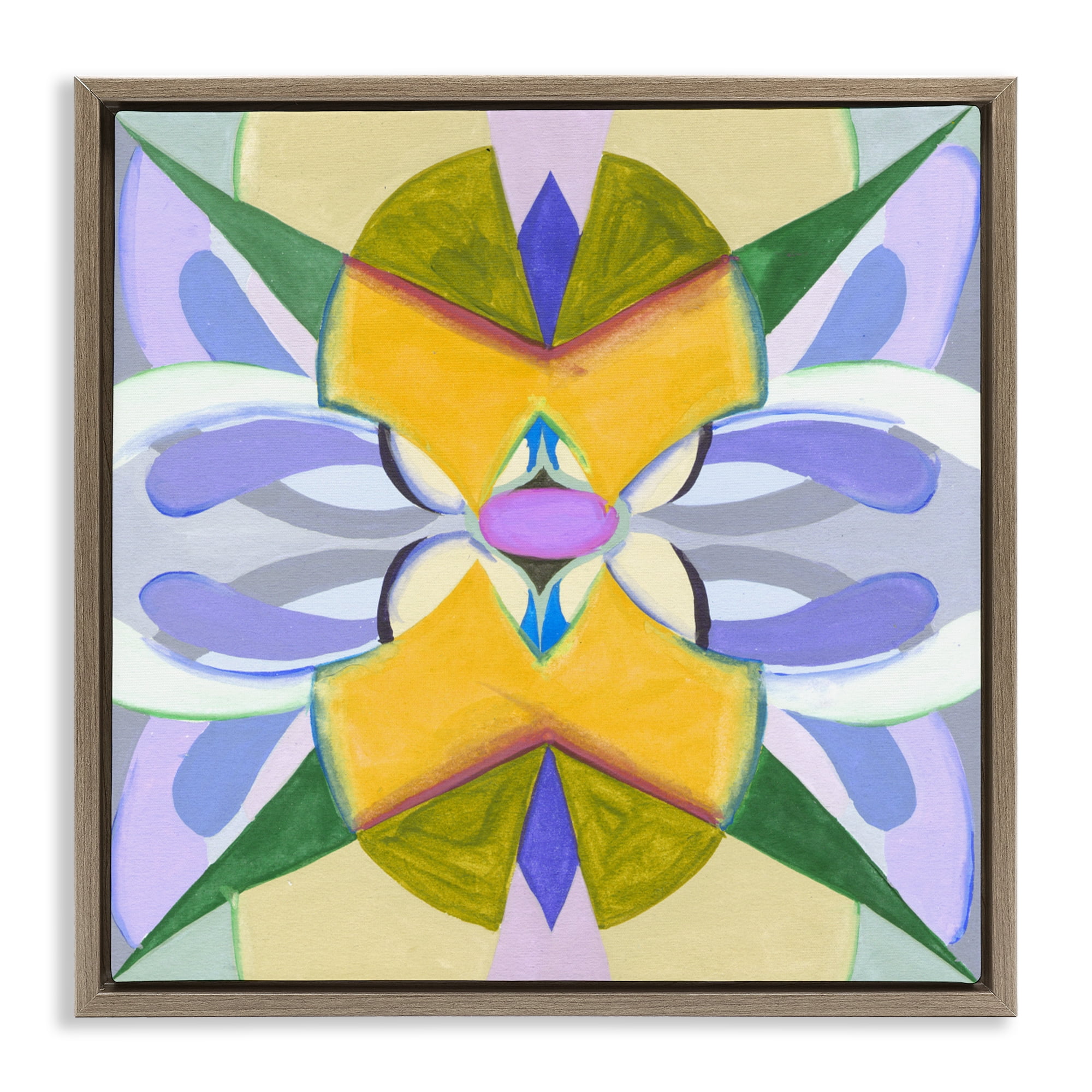 Stupell Industries Revival Kaleidoscope Symmetry Brown Framed Floater Canvas Wall Art, design by Melissa Wang