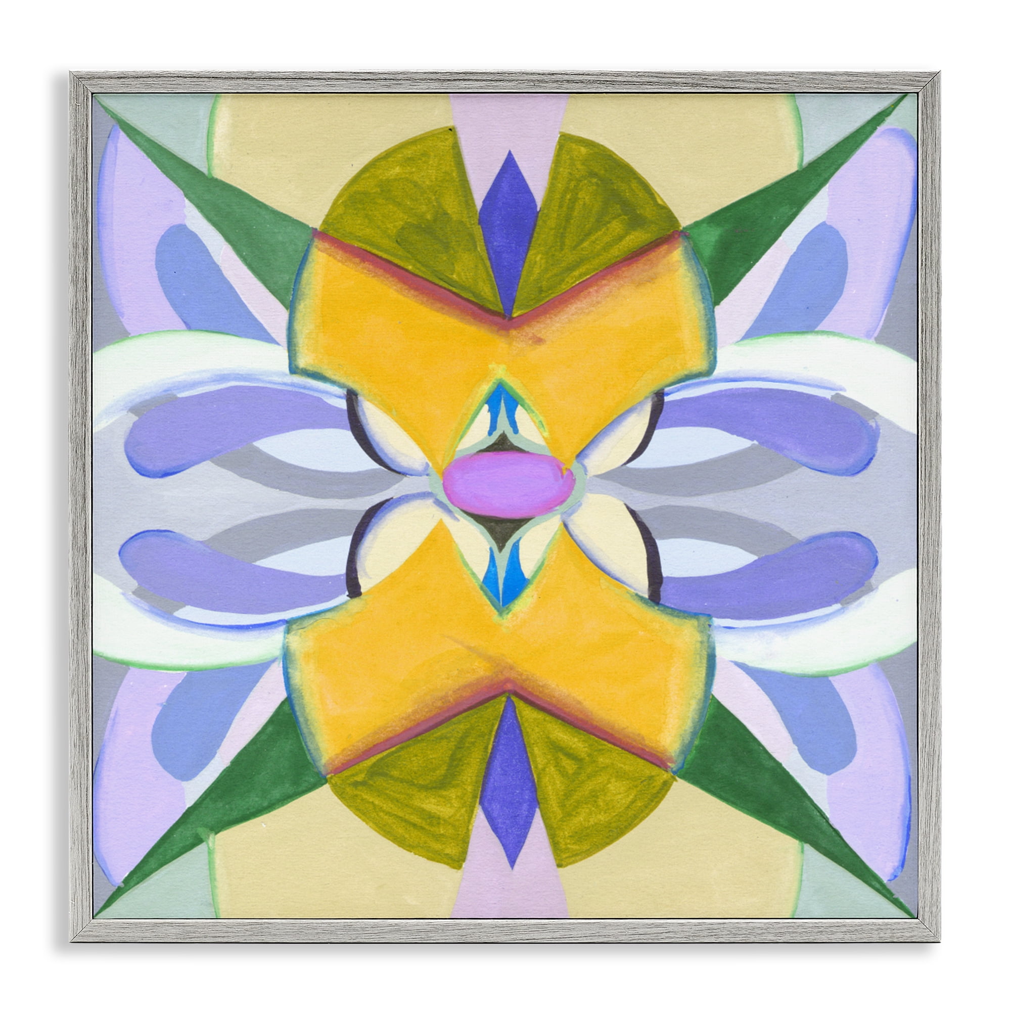 Stupell Industries Revival Kaleidoscope Symmetry Gray Framed Giclee Art, design by Melissa Wang