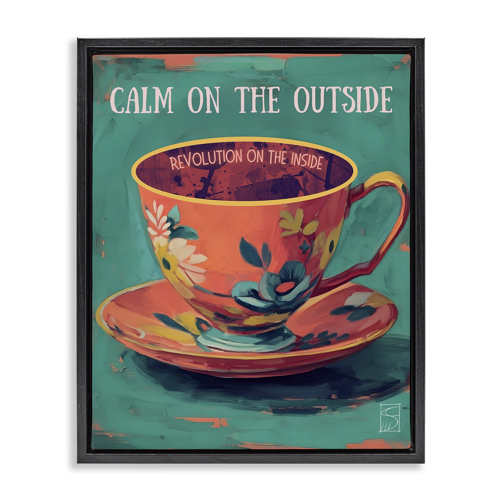 Stupell Industries Revolution On The Inside Black Framed Floater Canvas Wall Art, design by Sara Culpepper