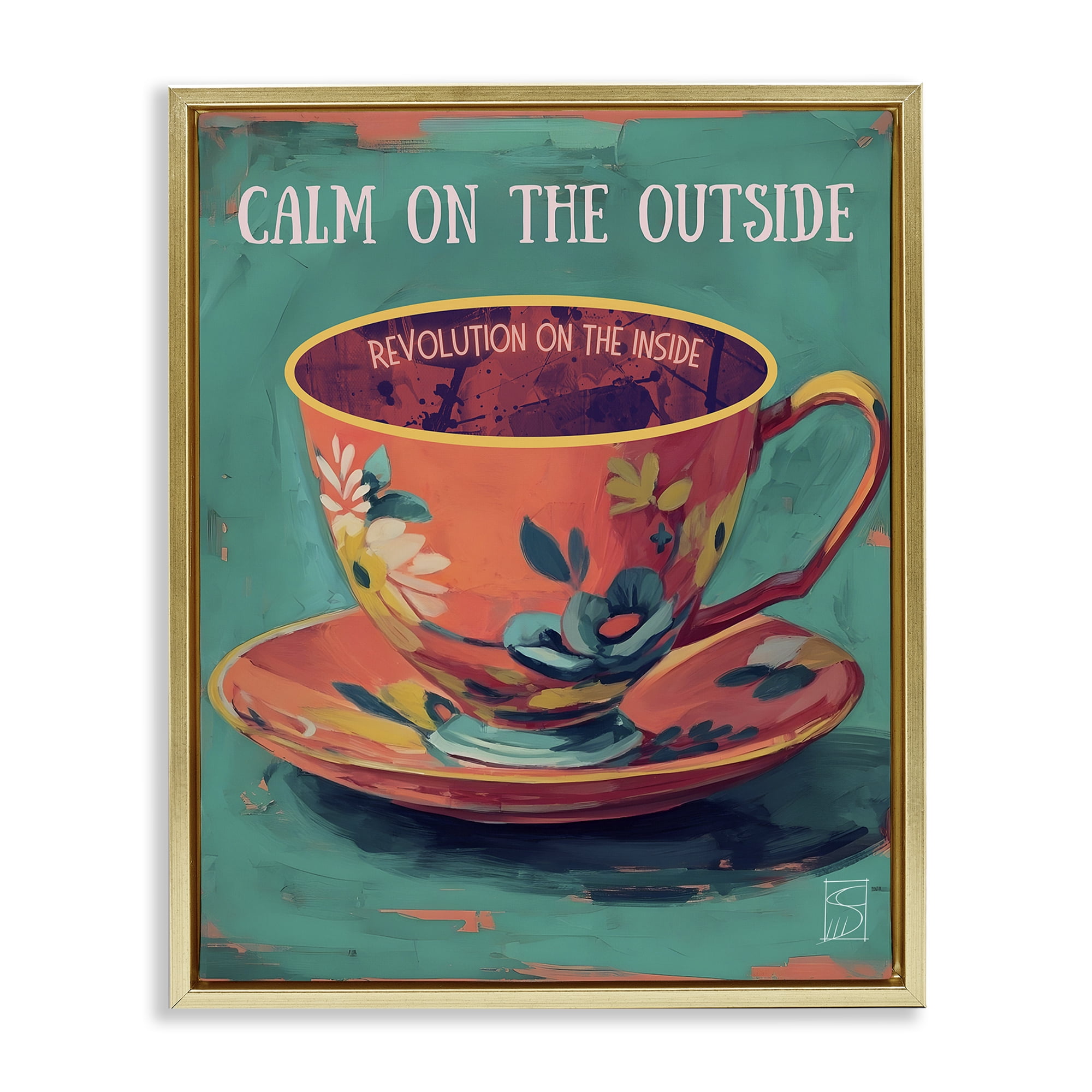 Stupell Industries Revolution On The Inside Gold Framed Floater Canvas Wall Art, design by Sara Culpepper