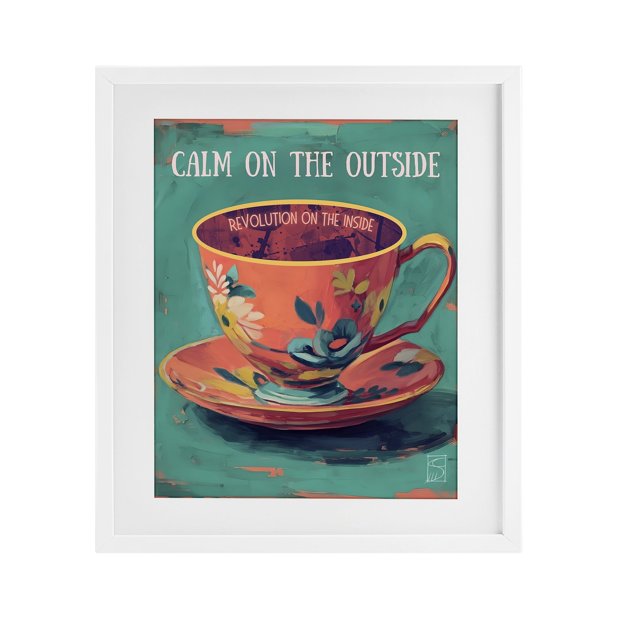 Stupell Industries Revolution On The Inside White Framed Print Under Glass, design by Sara Culpepper