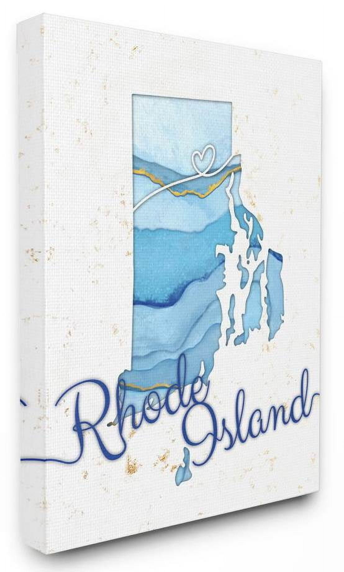 Stupell Industries Rhode Island Agate Blue US State Design Canvas Wall Art by Ziwei Li