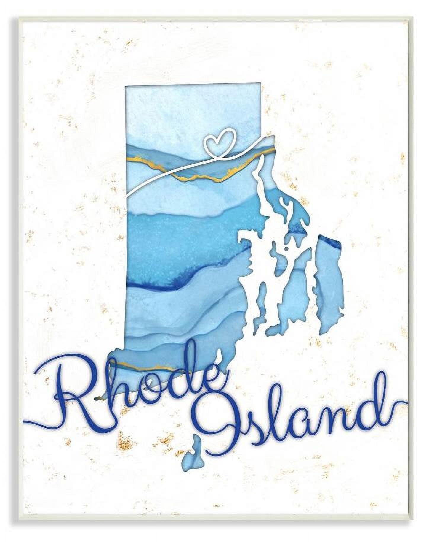 Stupell Industries Rhode Island Agate Blue US State Design Wall Plaque by Ziwei Li