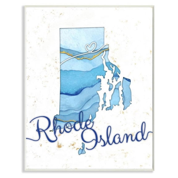 Stupell Industries Rhode Island Agate Blue US State Design Wall Plaque by Ziwei Li