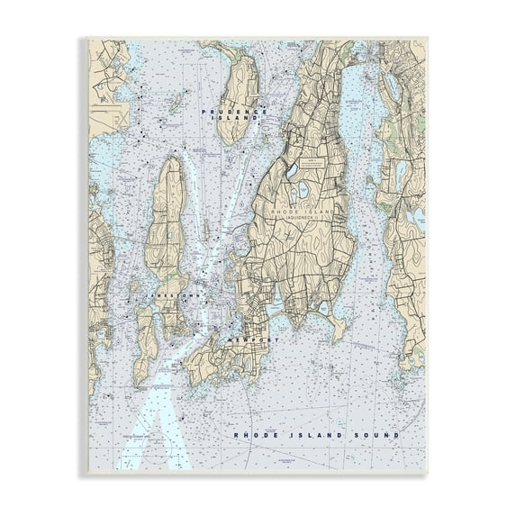 Stupell Industries Rhode Island Coastal Map Prudence Jamestown Newport, 13 x 19, Designed by Daphne Polselli