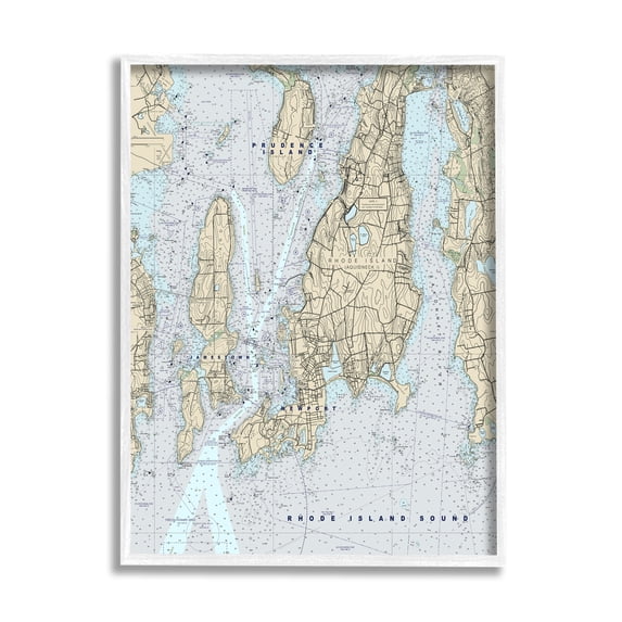Stupell Industries Rhode Island Coastal Map Prudence Jamestown Newport, 24 x 30, Designed by Daphne Polselli
