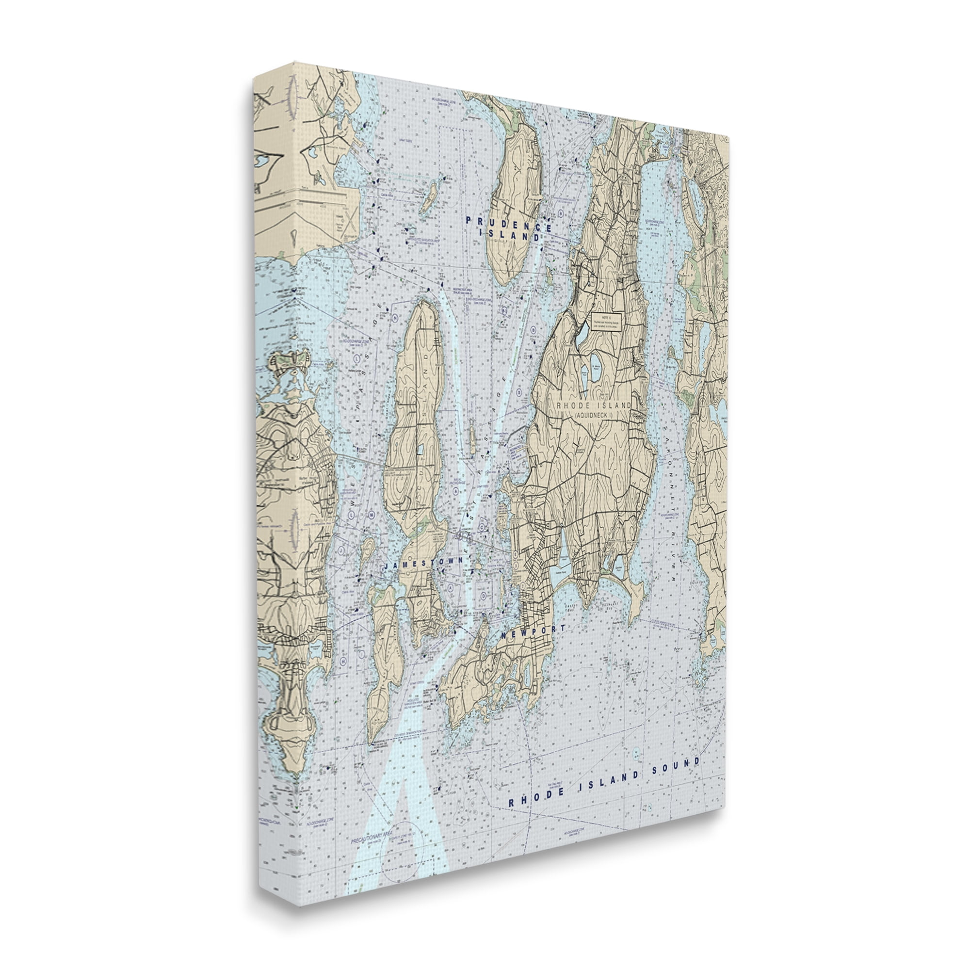 Stupell Industries Rhode Island Coastal Map Prudence Jamestown Newport, 24 x 30, Designed by Daphne Polselli