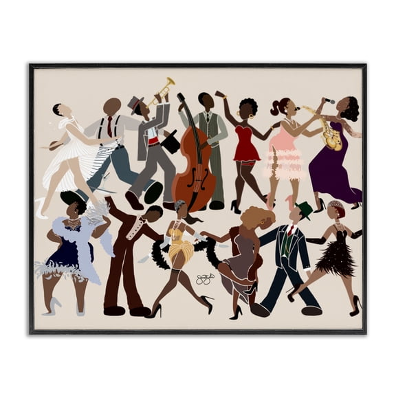 Stupell Industries Rhythm Jazz Dancers Black Framed Giclee Art design by Sierra Siler, 11 x 14