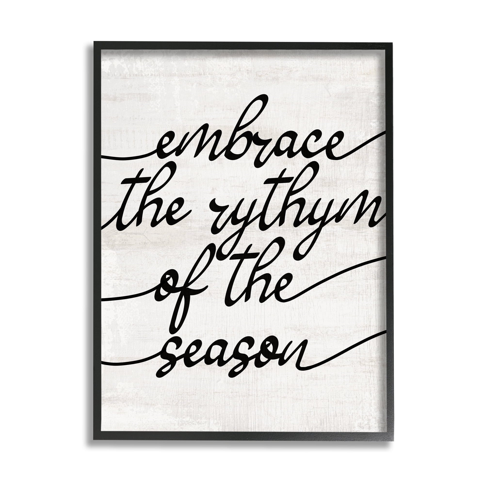 Stupell Industries Rhythm of the Season Phrase Inspirational Painting Black Framed Art Print Wall Art, 24 x 30