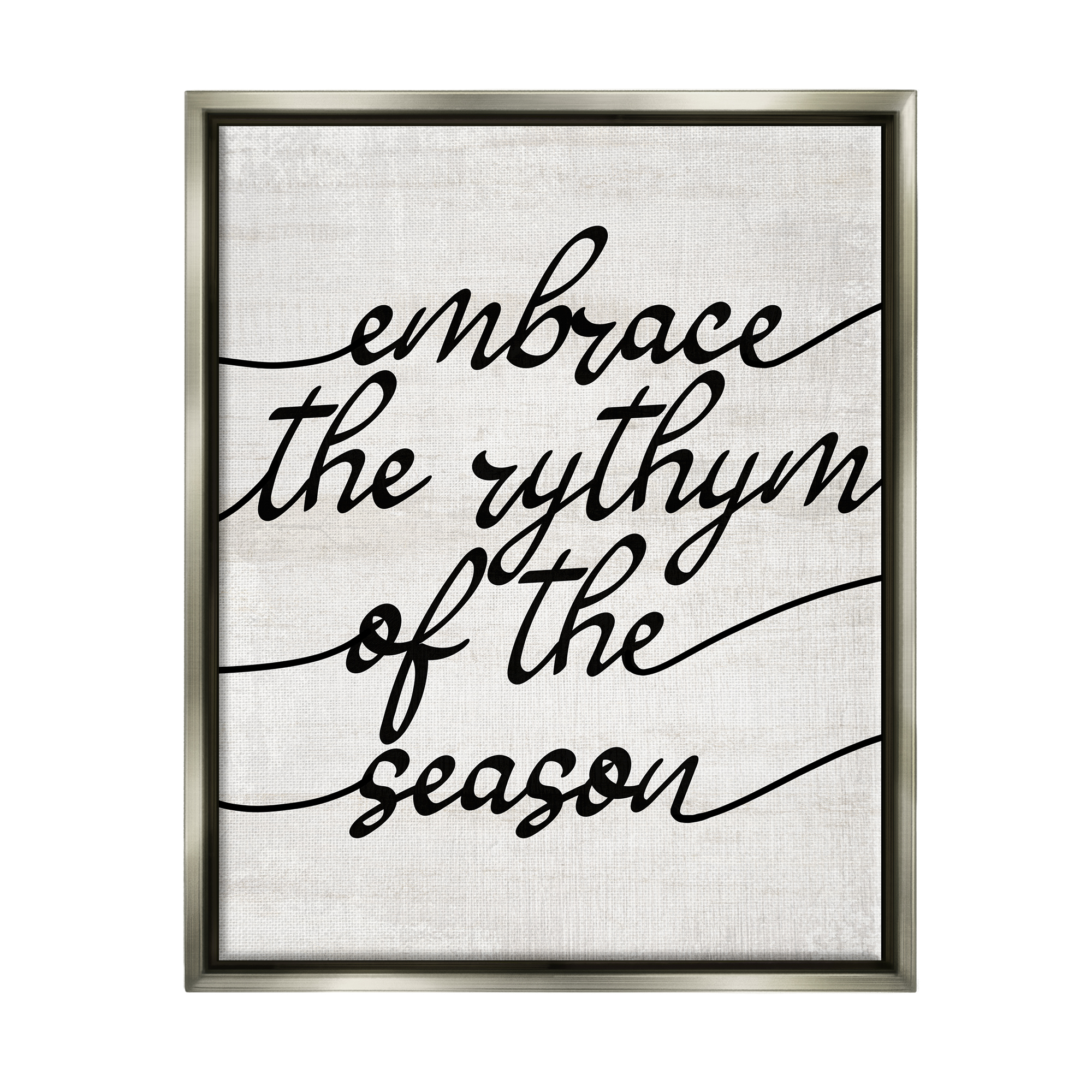 Stupell Industries Rhythm of the Season Phrase Inspirational Painting Gray Floater Framed Art Print Wall Art, 25 x 31