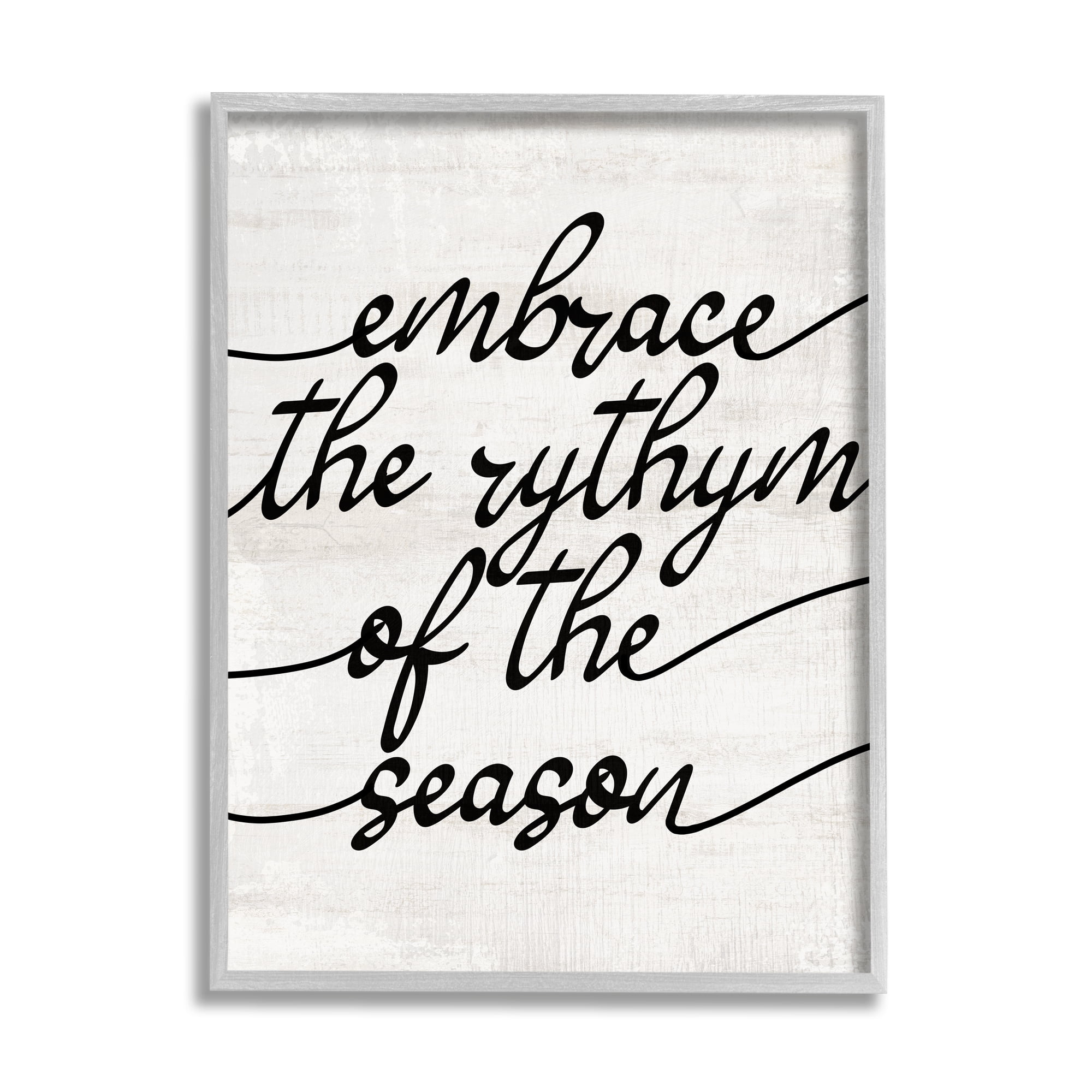 Stupell Industries Rhythm of the Season Phrase Inspirational Painting Gray Framed Art Print Wall Art, 16 x 20