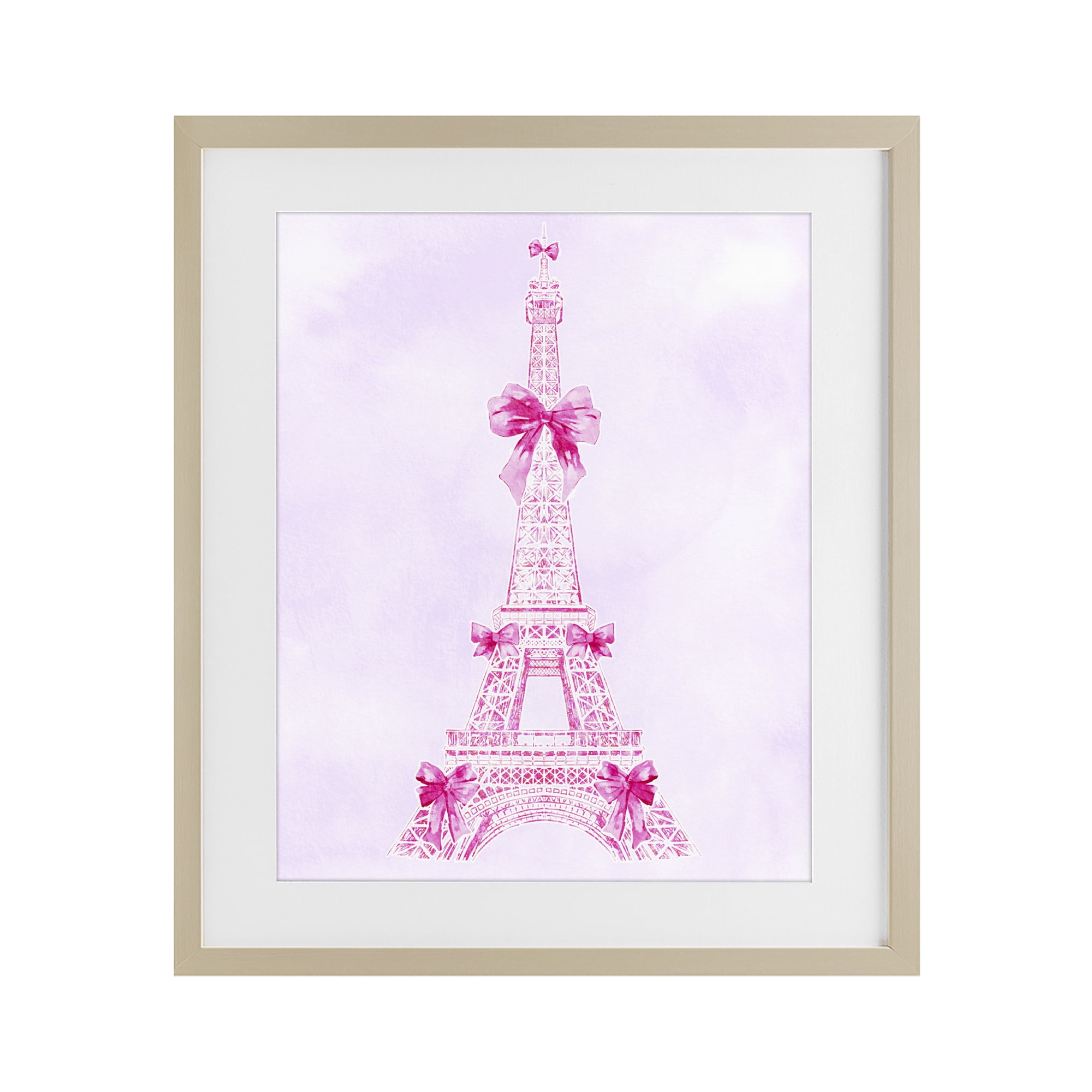 Stupell Industries Ribbon Bedecked Eiffel Tower Birch Framed Print Under Glass, design by Ziwei Li