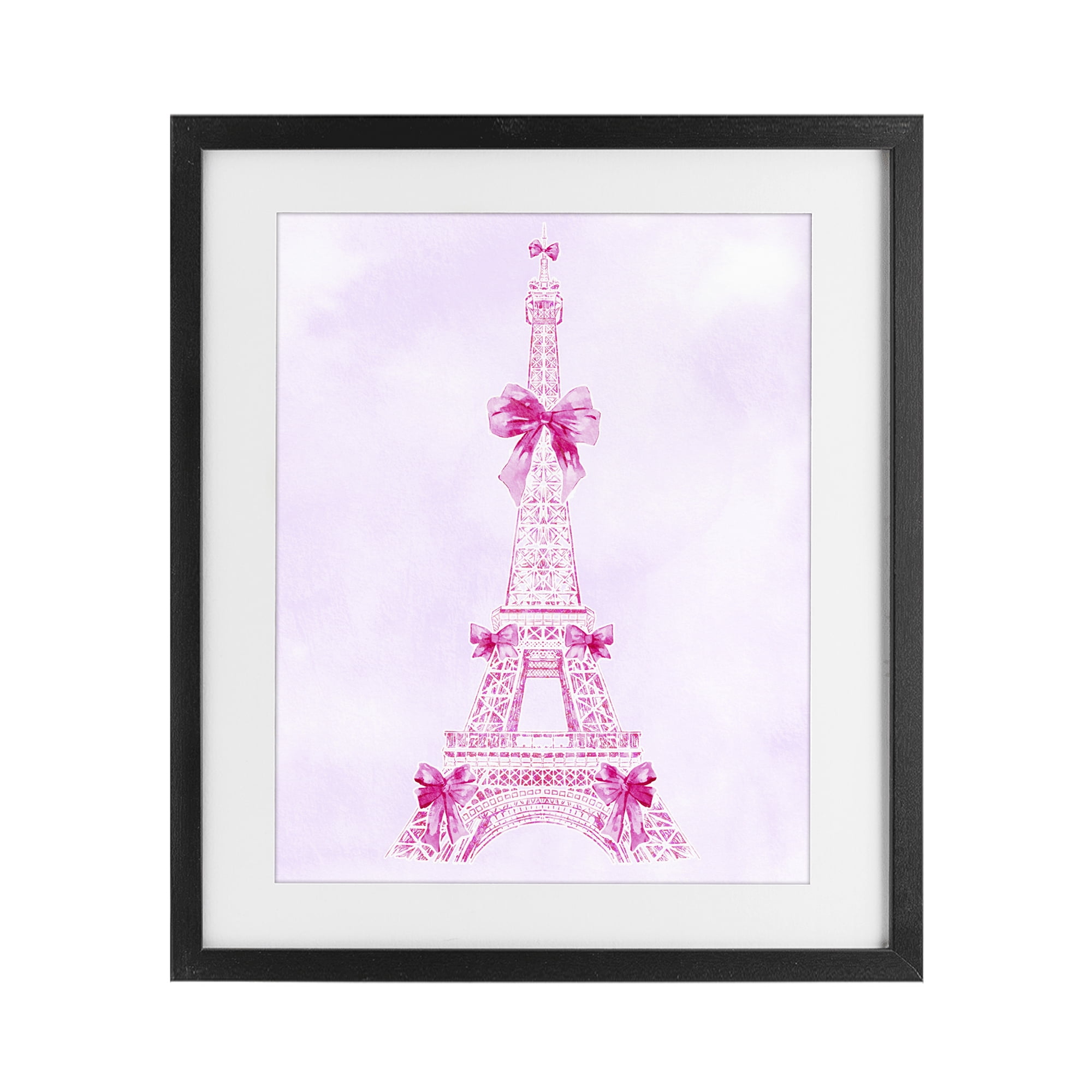 Stupell Industries Ribbon Bedecked Eiffel Tower Black Framed Print Under Glass, design by Ziwei Li