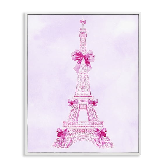 Stupell Industries Art Deco Ribbon Bedecked Eiffel Tower White Framed Giclee Art, 24 x 30, by Ziwei Li