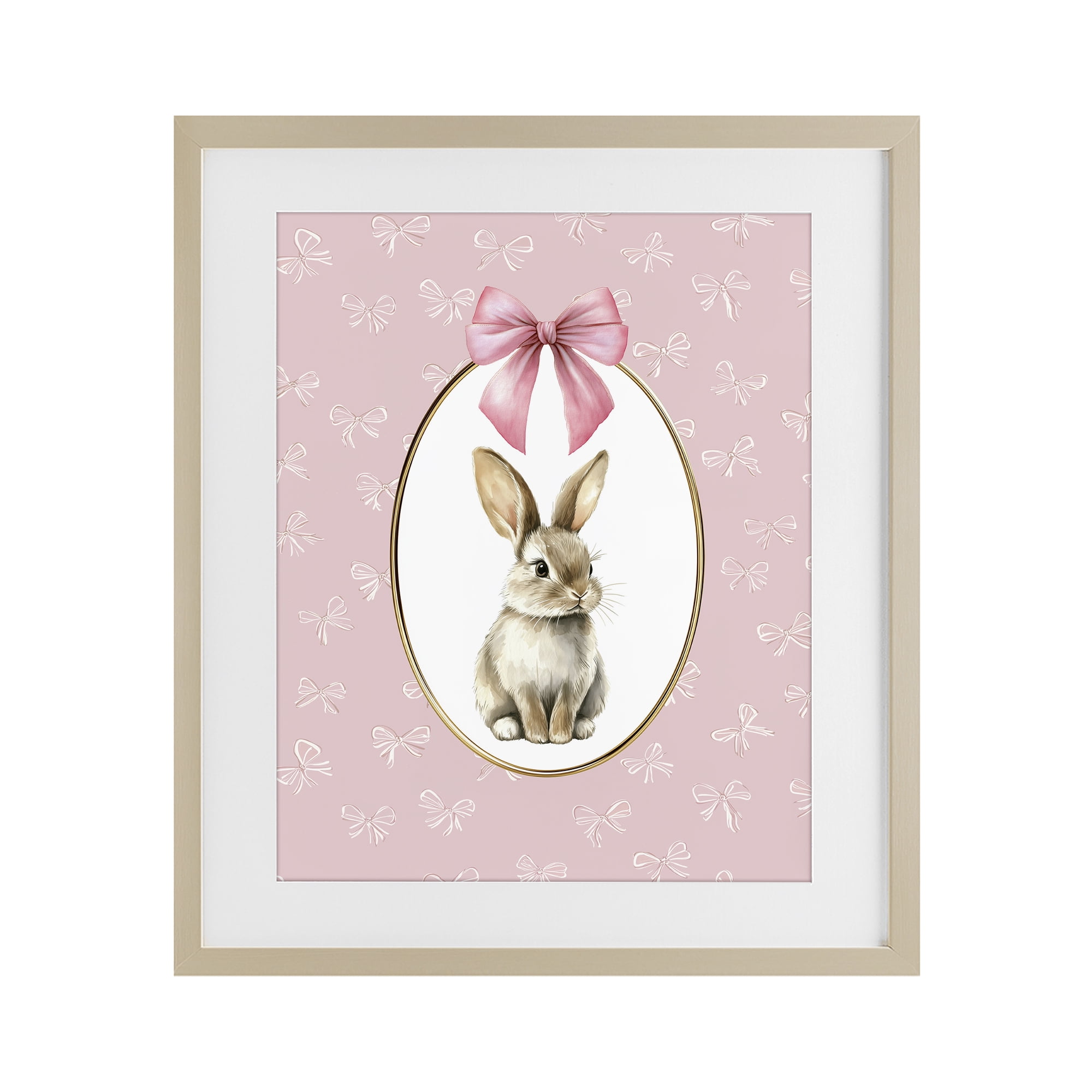 Stupell Industries Ribbon Border Bunny Birch Framed Print Under Glass, design by Christine Simpson Art