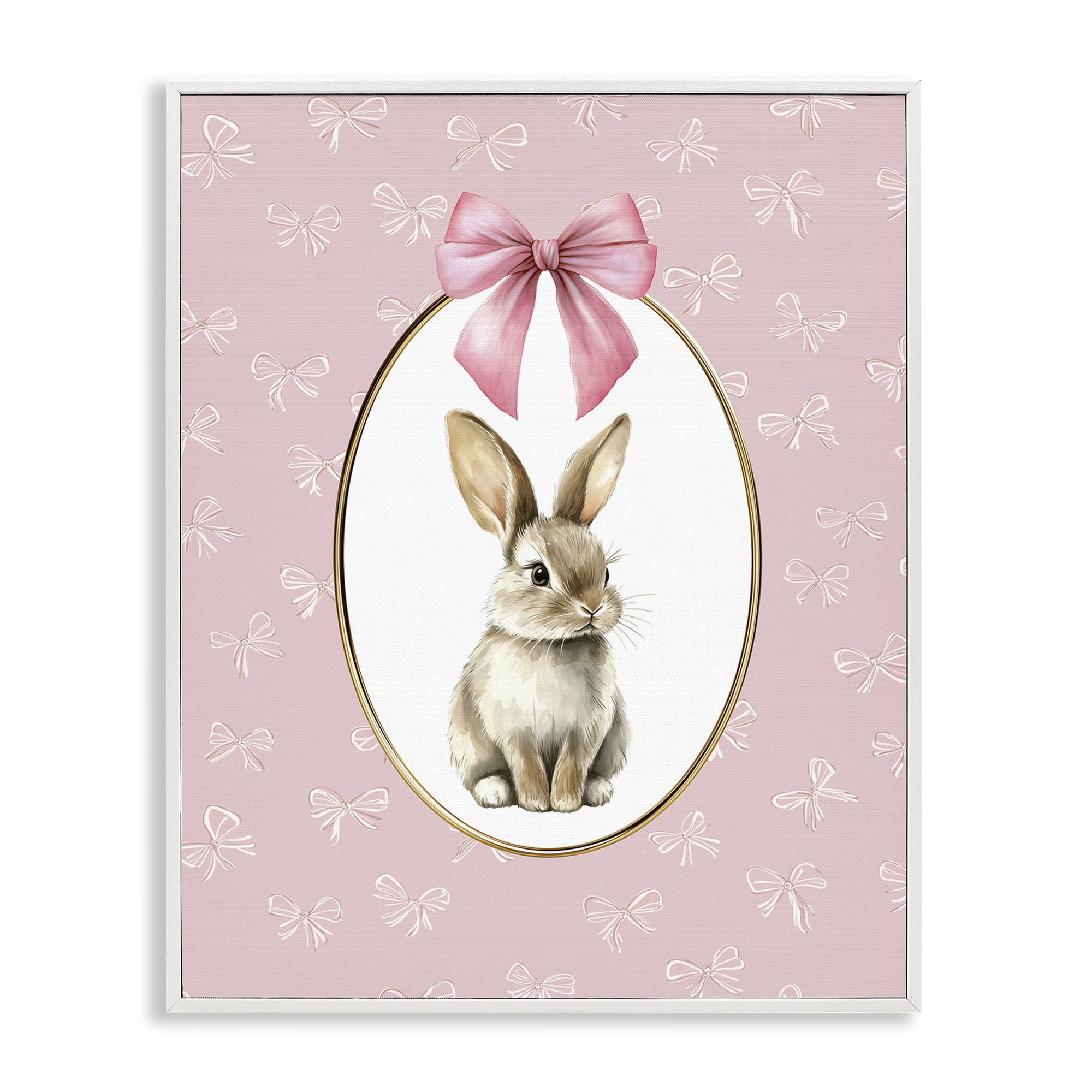 Stupell Industries Ribbon Border Bunny White Framed Giclee Art, design by Christine Simpson Art