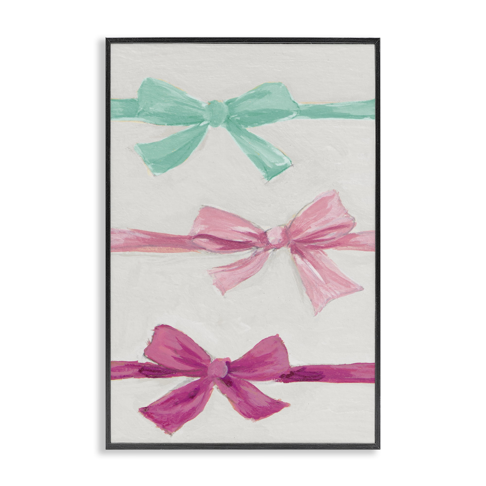 Stupell Industries Ribbon Bows Trio Black Framed Giclee Art, design by Lanie Loreth