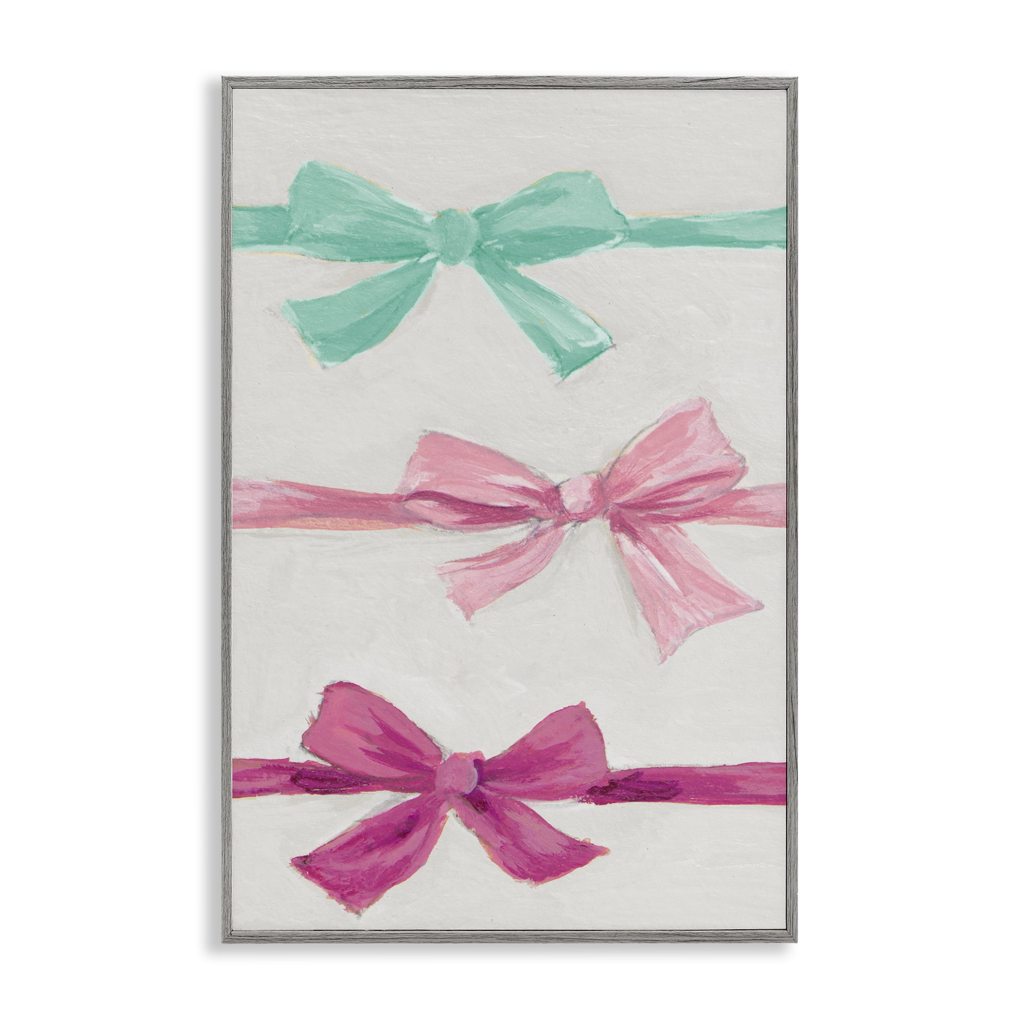 Stupell Industries Ribbon Bows Trio Gray Framed Giclee Art, design by Lanie Loreth