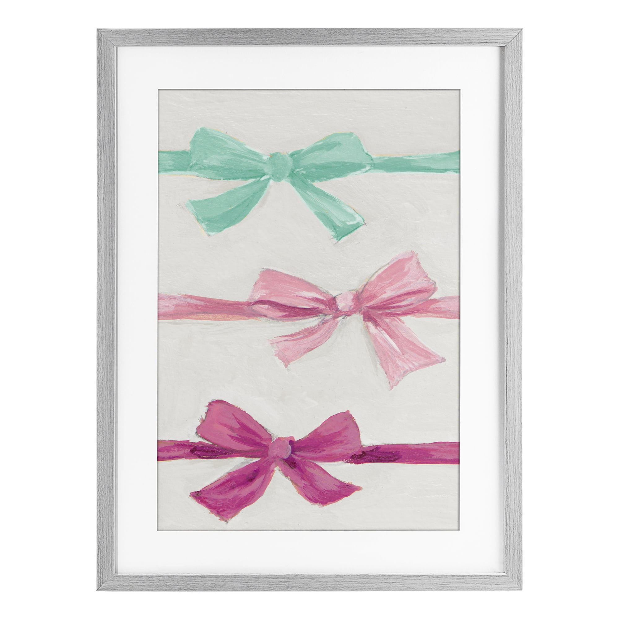 Stupell Industries Ribbon Bows Trio Gray Framed Print Under Glass, design by Lanie Loreth