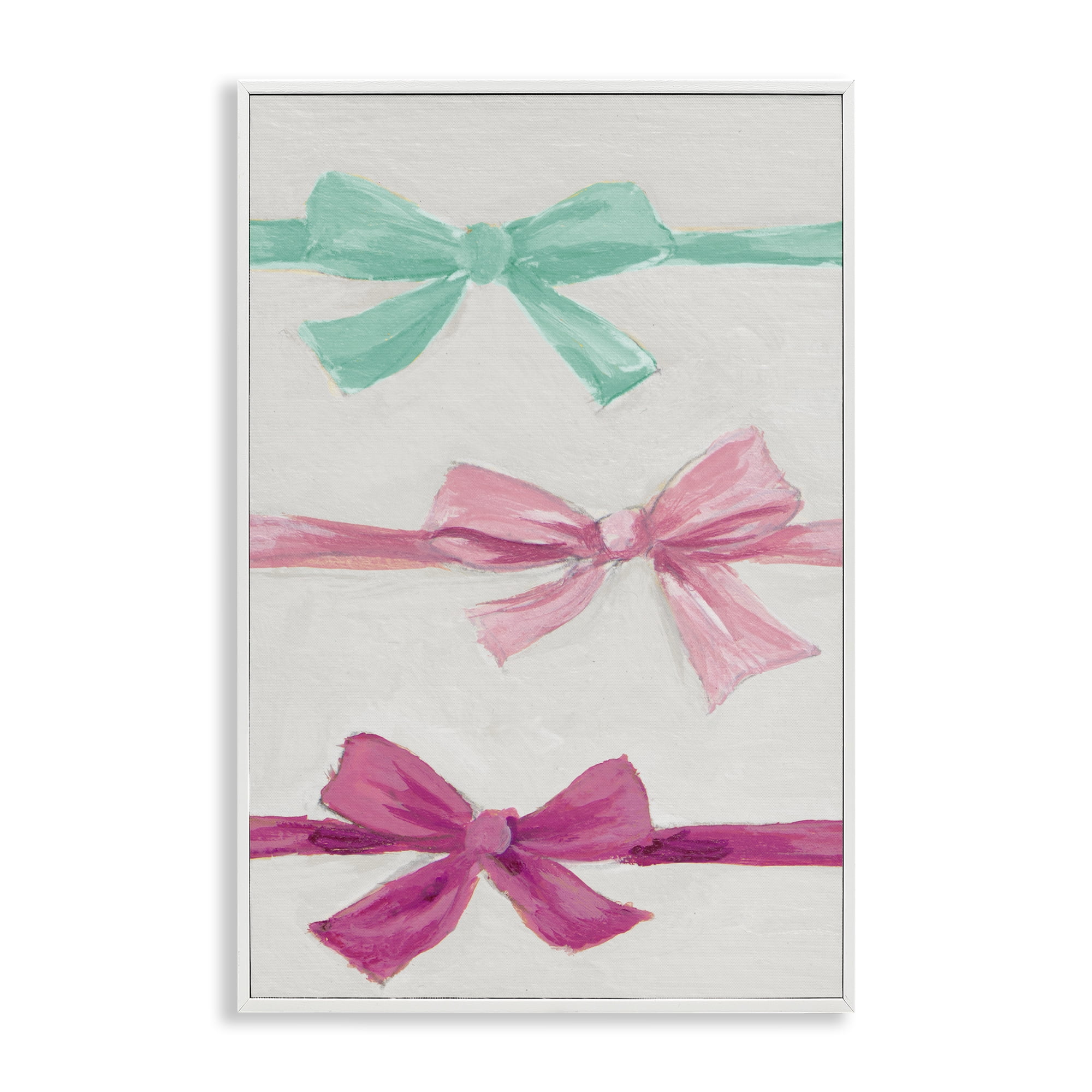 Stupell Industries Ribbon Bows Trio White Framed Giclee Art, design by Lanie Loreth