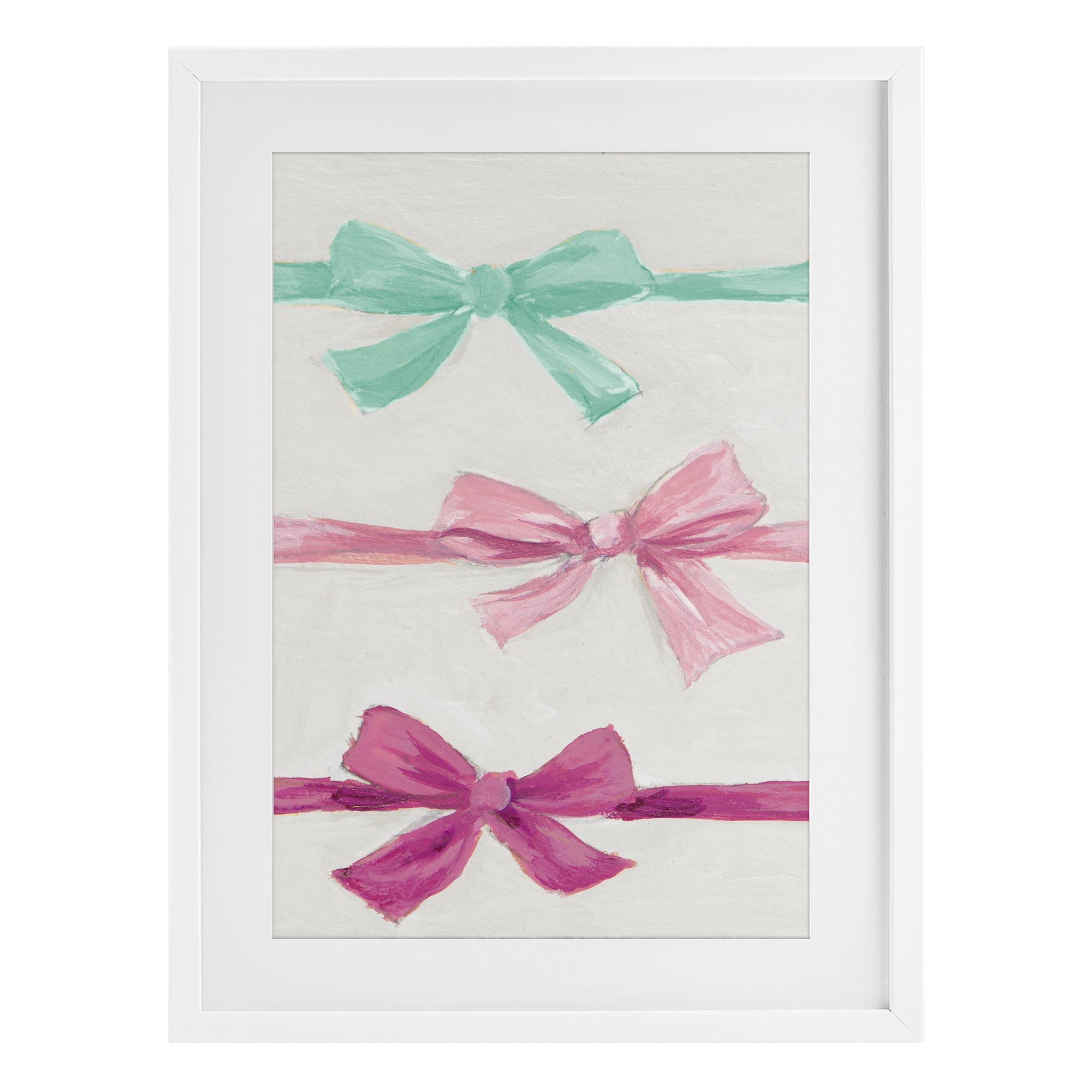 Stupell Industries Ribbon Bows Trio White Framed Print Under Glass, design by Lanie Loreth