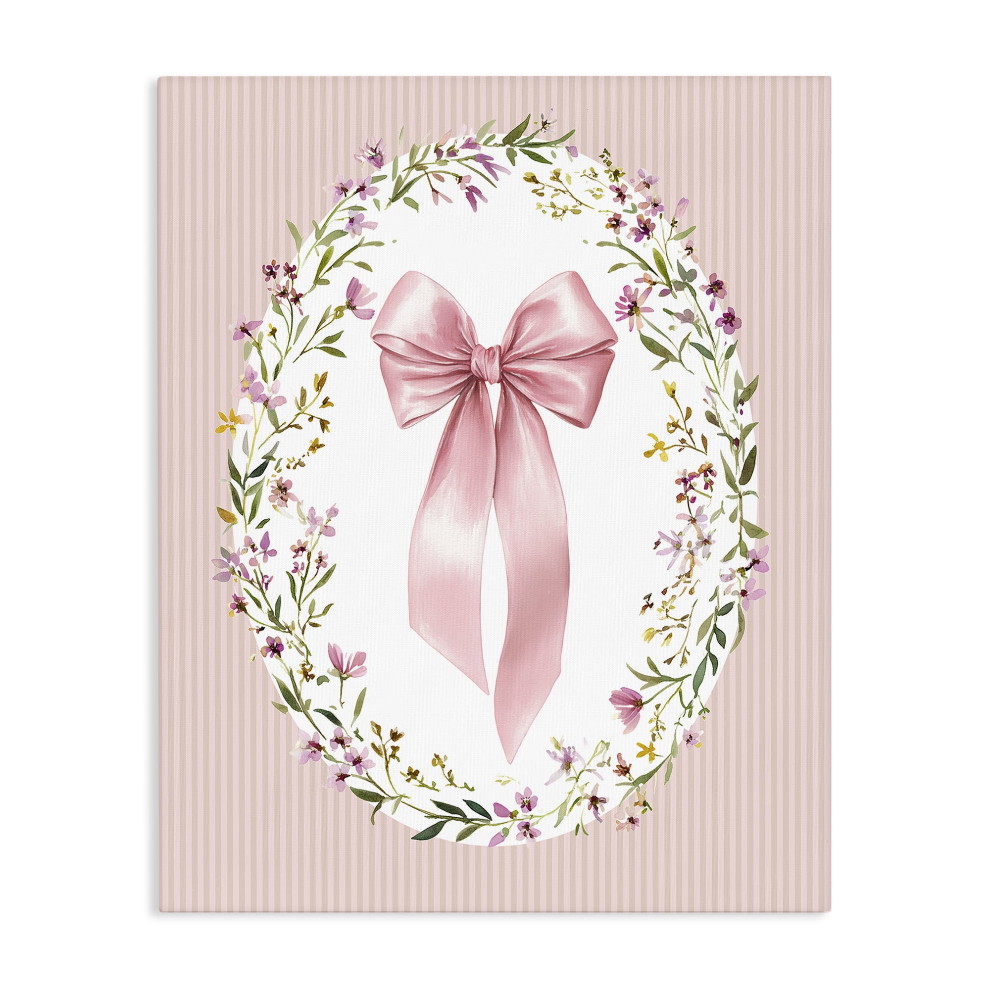 Stupell Industries Ribbon with Oval Florals Canvas Wall Art, design by Christine Simpson Art