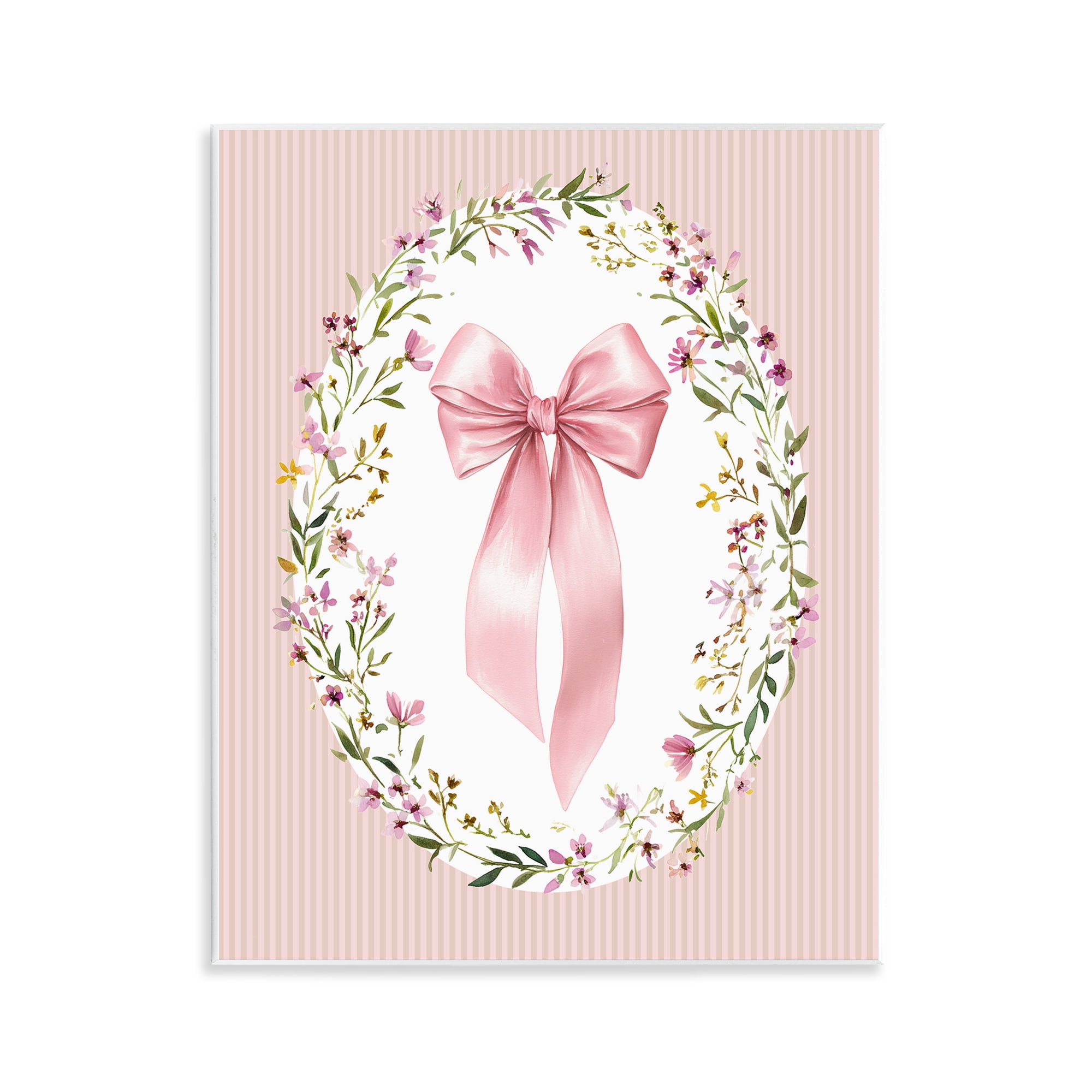 Stupell Industries Ribbon with Oval Florals Wall Plaque Art, design by Christine Simpson Art