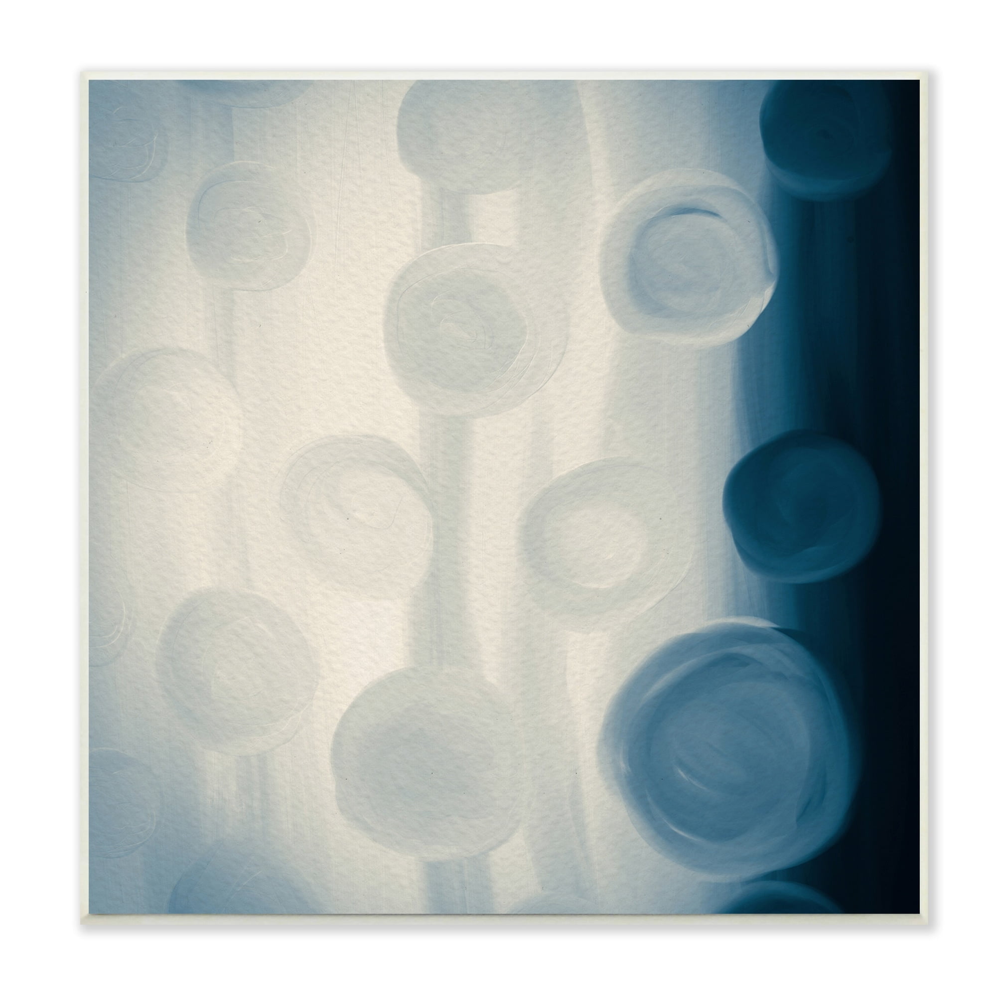 Rich Blue Abstract Circles Design Wood Wall Art