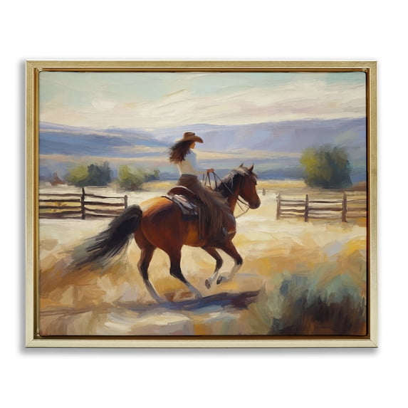 Stupell Industries Ride Like The Wind Landscape Painting Gold Floater Framed Canvas Art Print Wall Art, 31 x 25