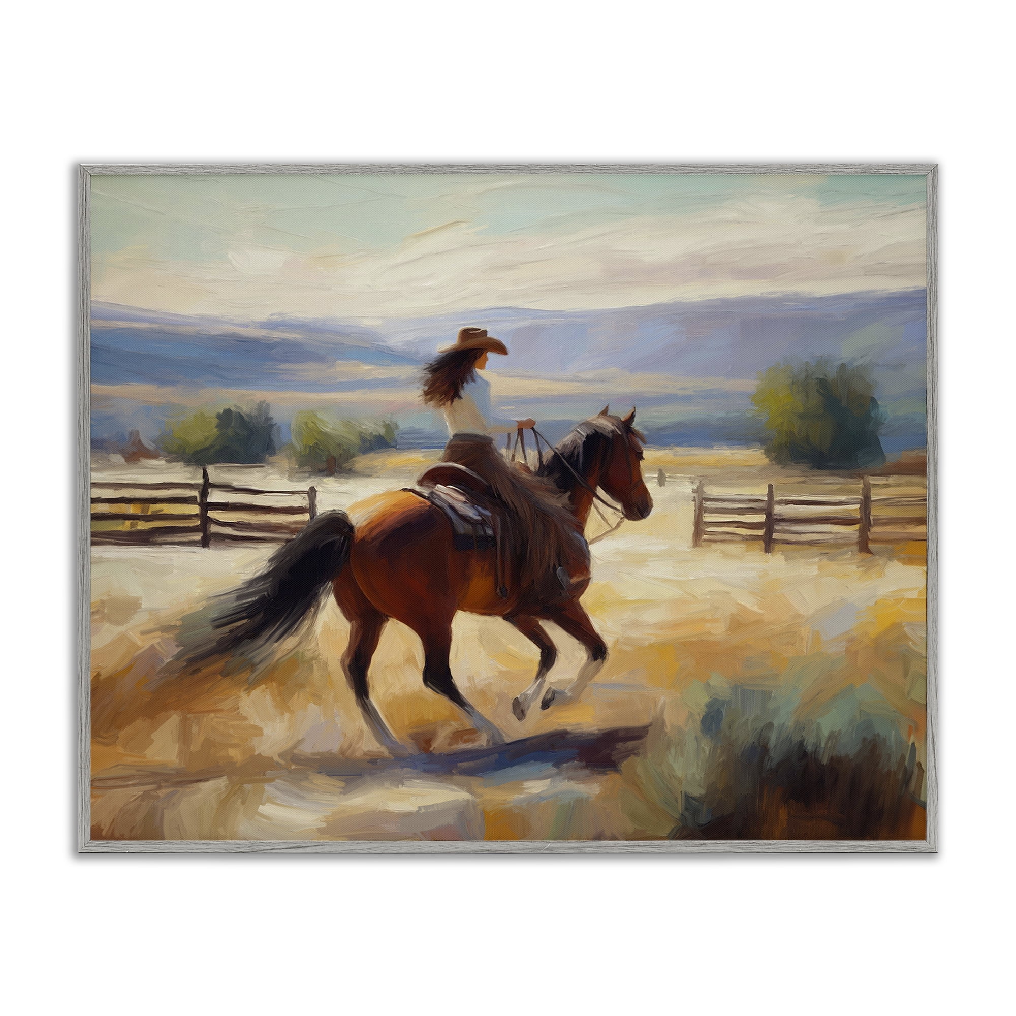 Stupell Industries Ride Like The Wind Landscape Painting Gray Framed Art Print Wall Art, 20 x 16