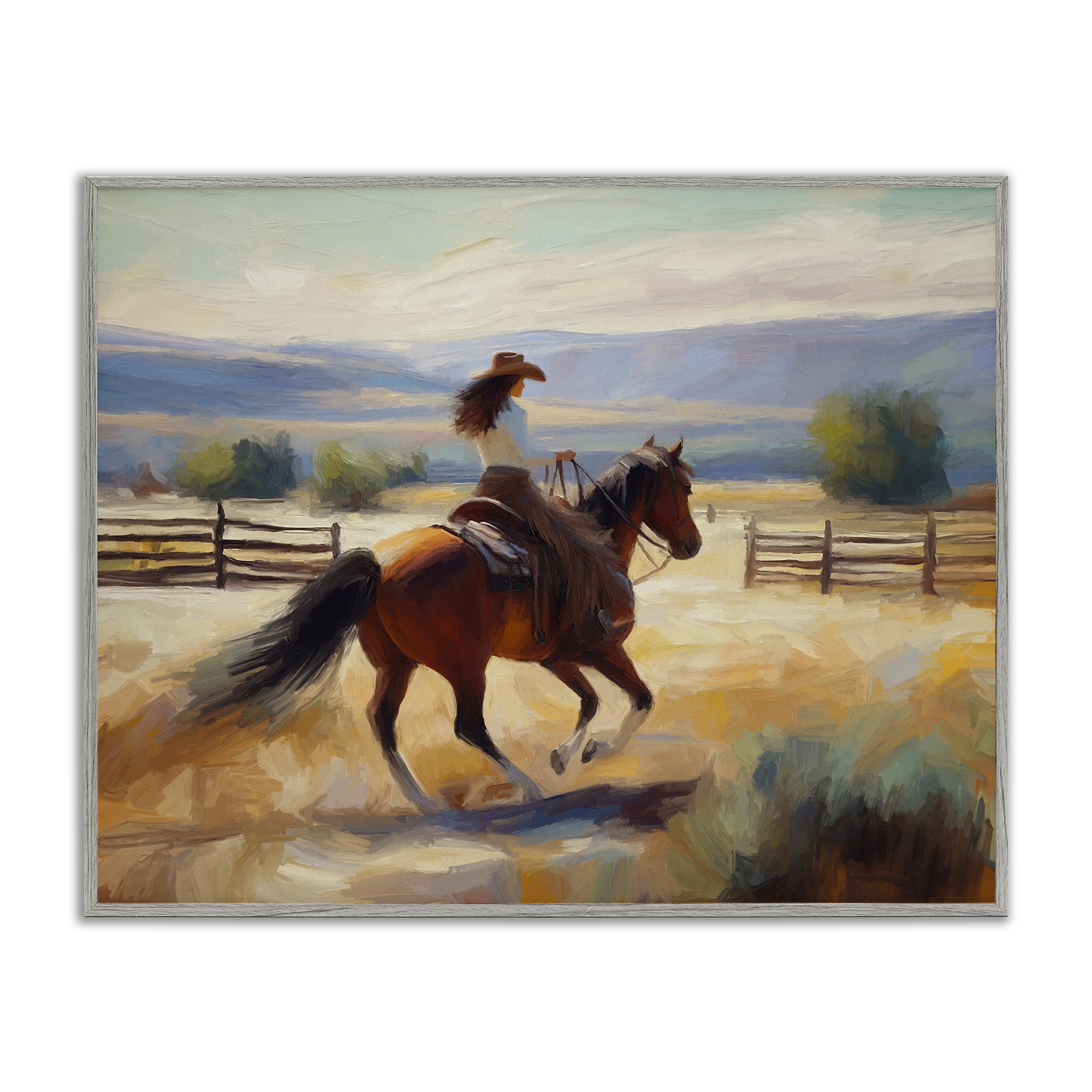 Stupell Industries Ride Like The Wind Landscape Painting Gray Framed Art Print Wall Art, 30 x 24