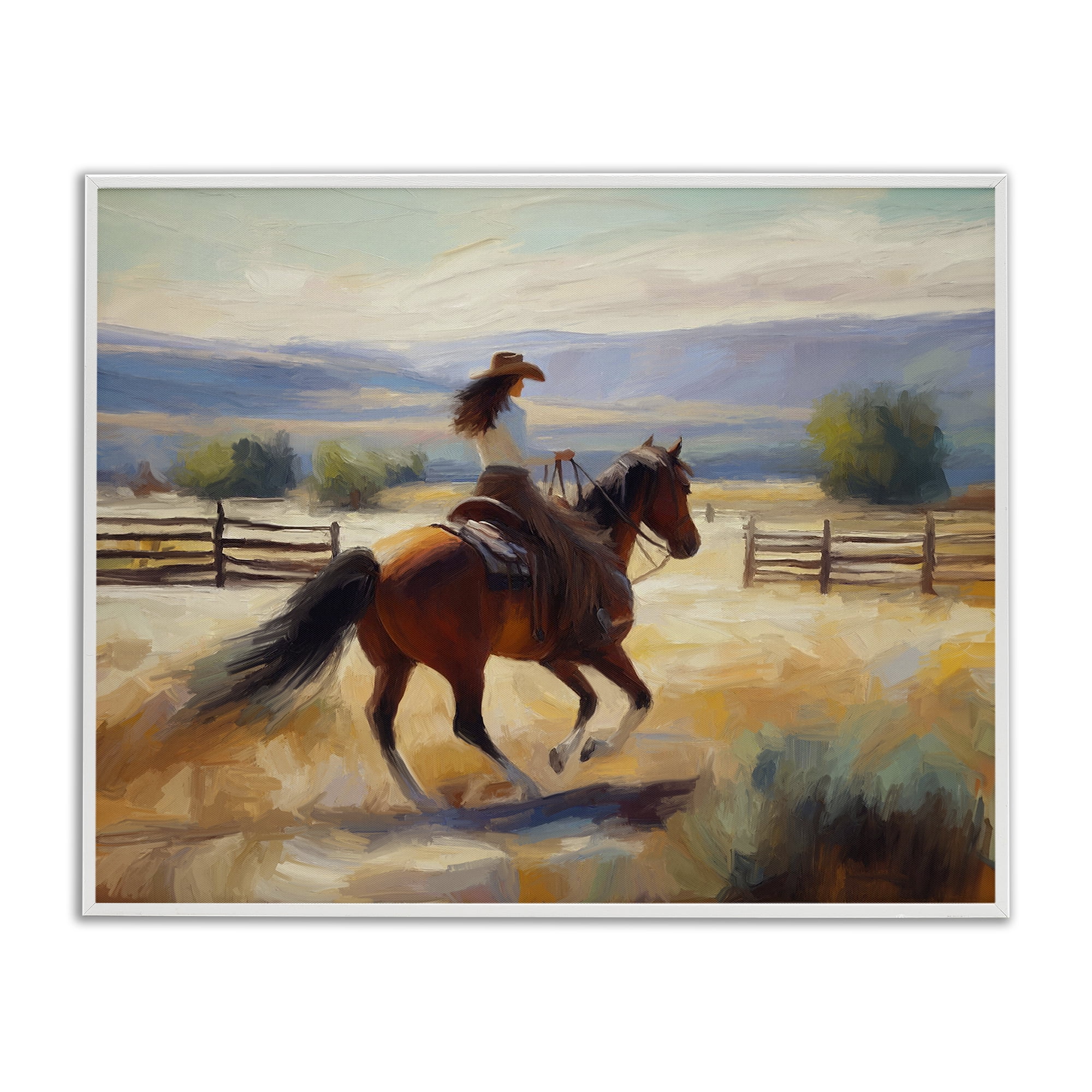 Stupell Industries Ride Like The Wind Landscape Painting White Framed Art Print Wall Art, 14 x 11