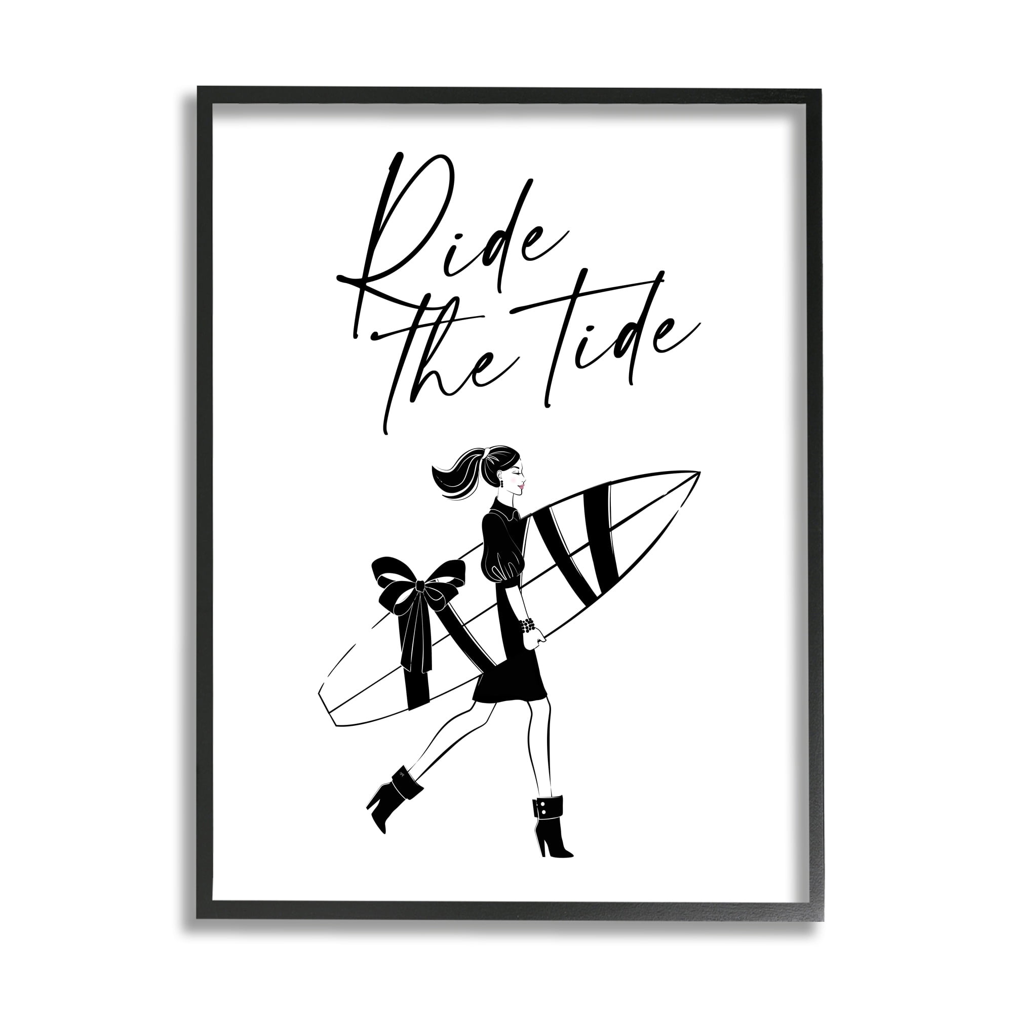 Stupell Industries Ride The Tide Surf Paddle Board Gift Illustration,16 x 20, Design by Martina Pavlova
