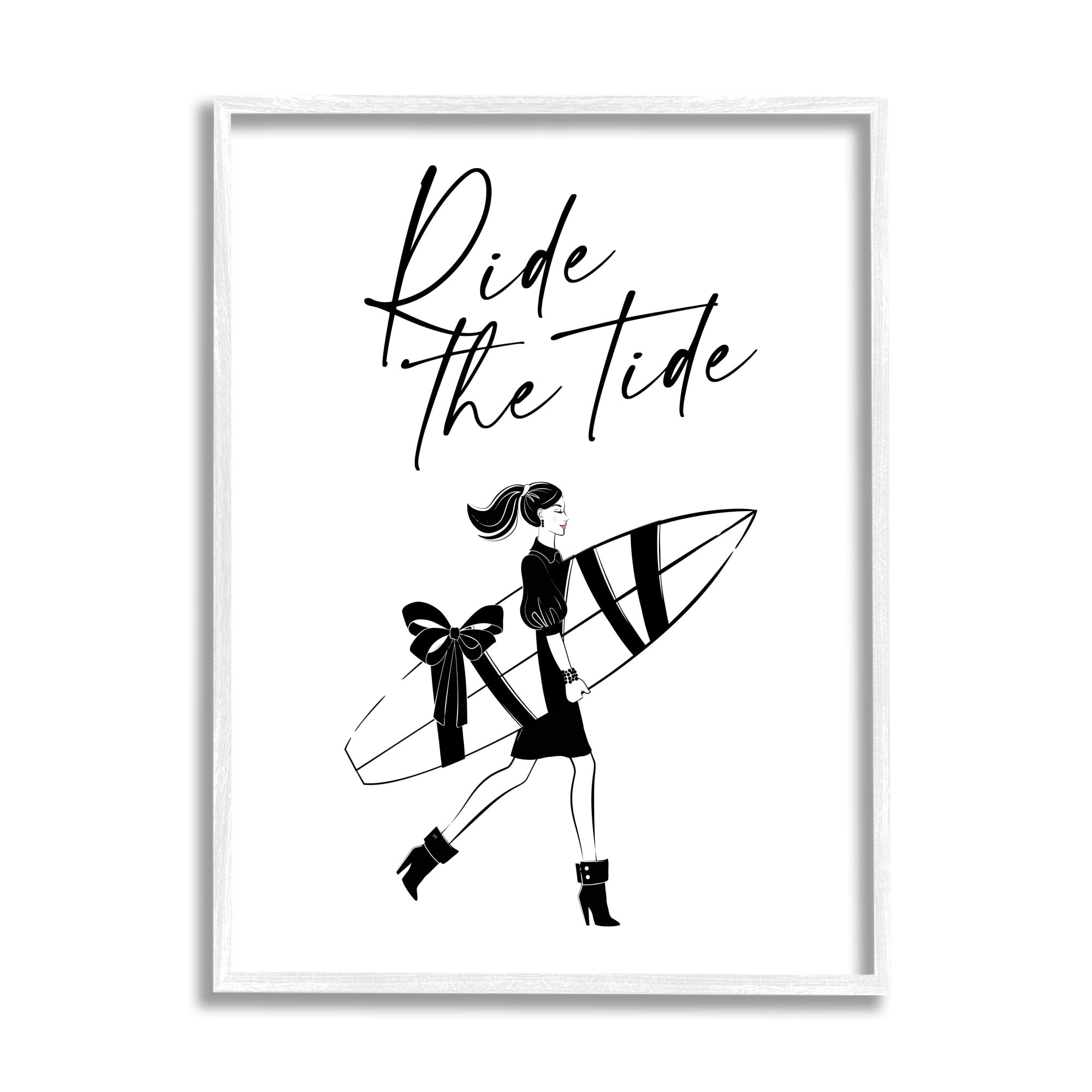 Stupell Industries Ride The Tide Surf Paddle Board Gift Illustration,24 x 30, Design by Martina Pavlova