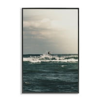 Stupell Industries Ride The Tide Surfer Nautical & Beach Photography Black Framed Art Print Wall Art, 12 x 18